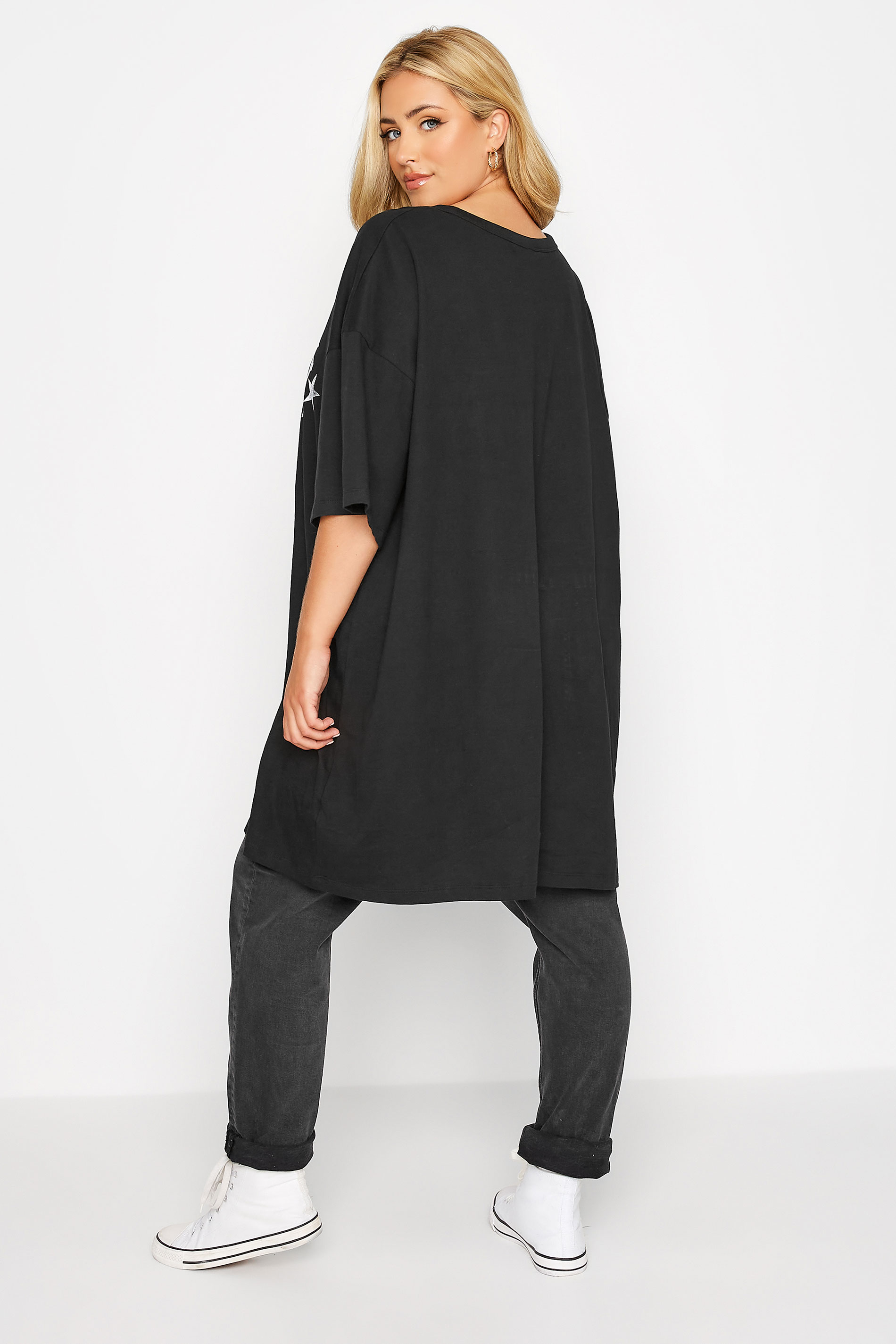 Plus Size Black 'New York' Oversized Tunic T-Shirt Dress | Yours Clothing 3