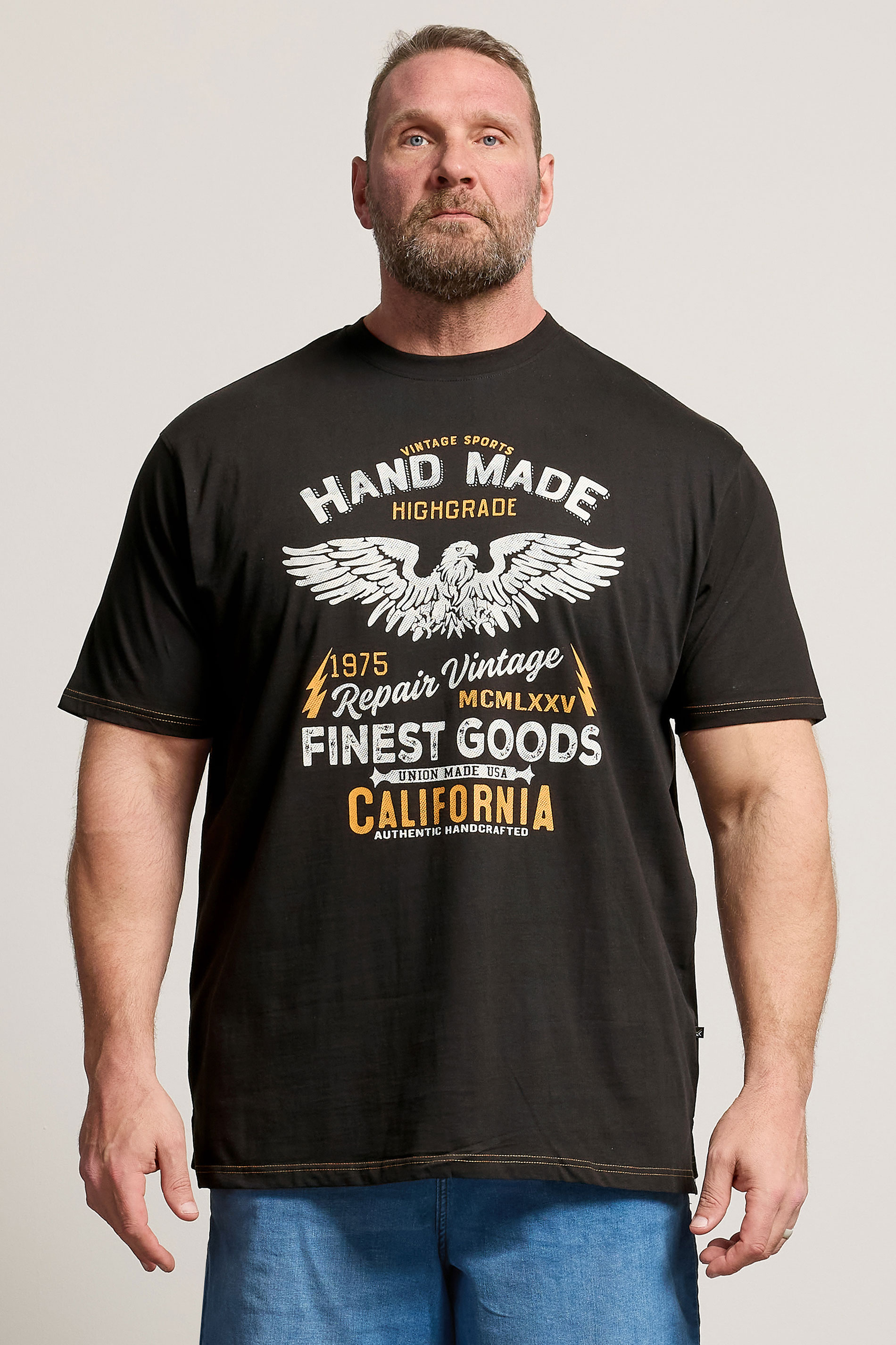 KAM Big & Tall Black California Print T-Shirt | BadRhino 3