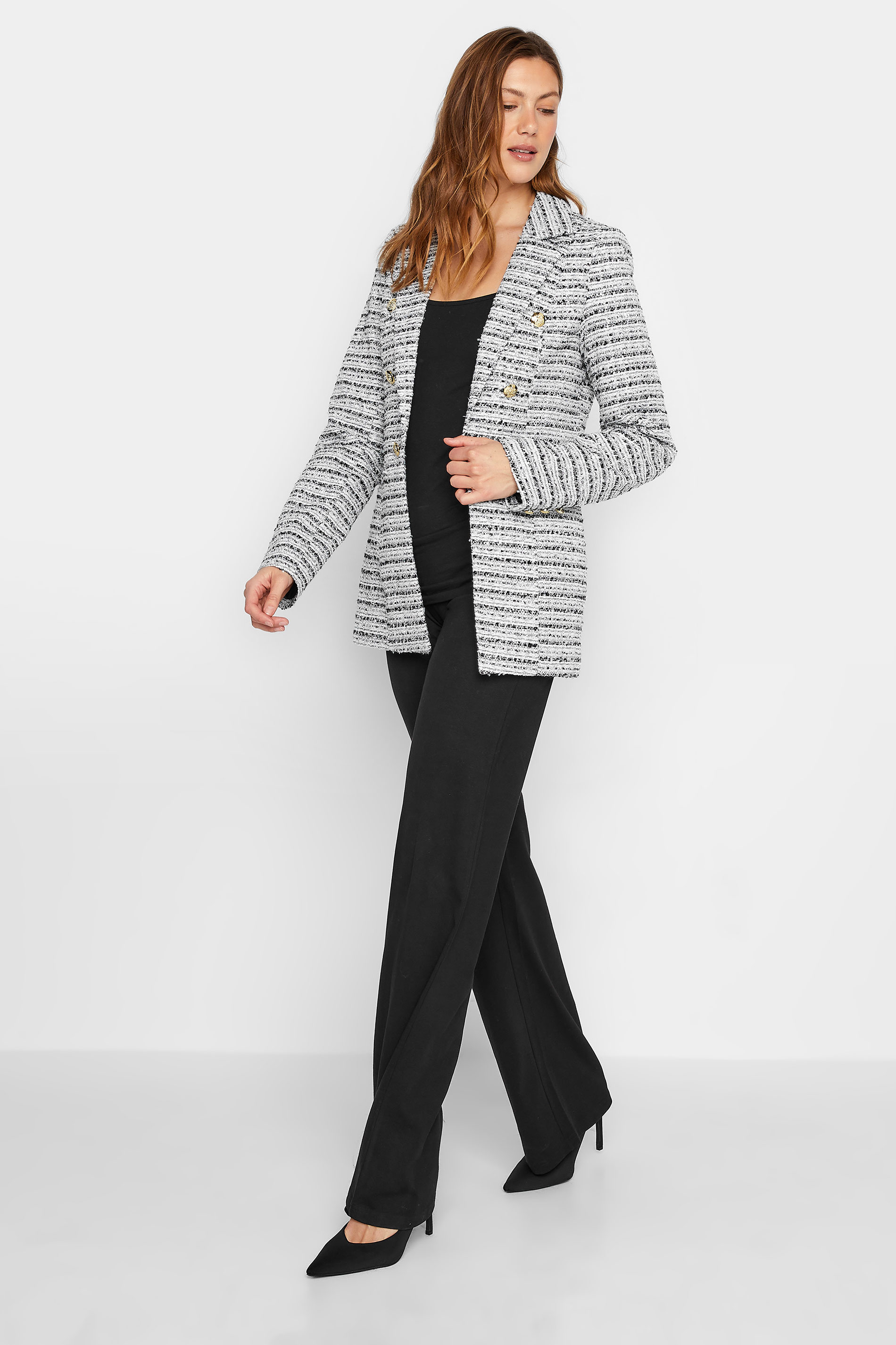 LTS Tall Women's Black & White Boucle Blazer | Long Tall Sally 2