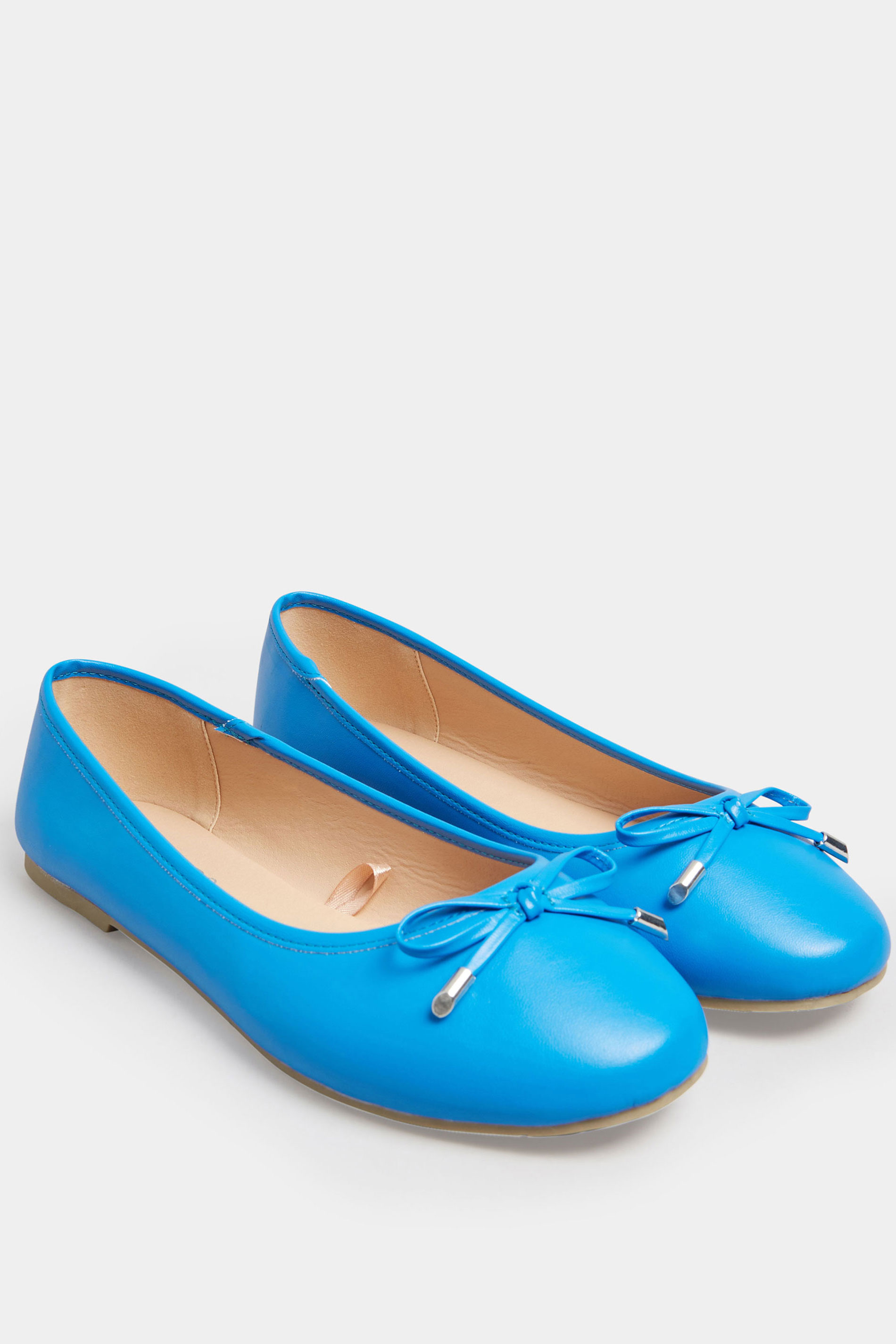 Blue Ballerina Pumps In Wide E Fit & Extra Wide EEE Fit | Yours Clothing 2