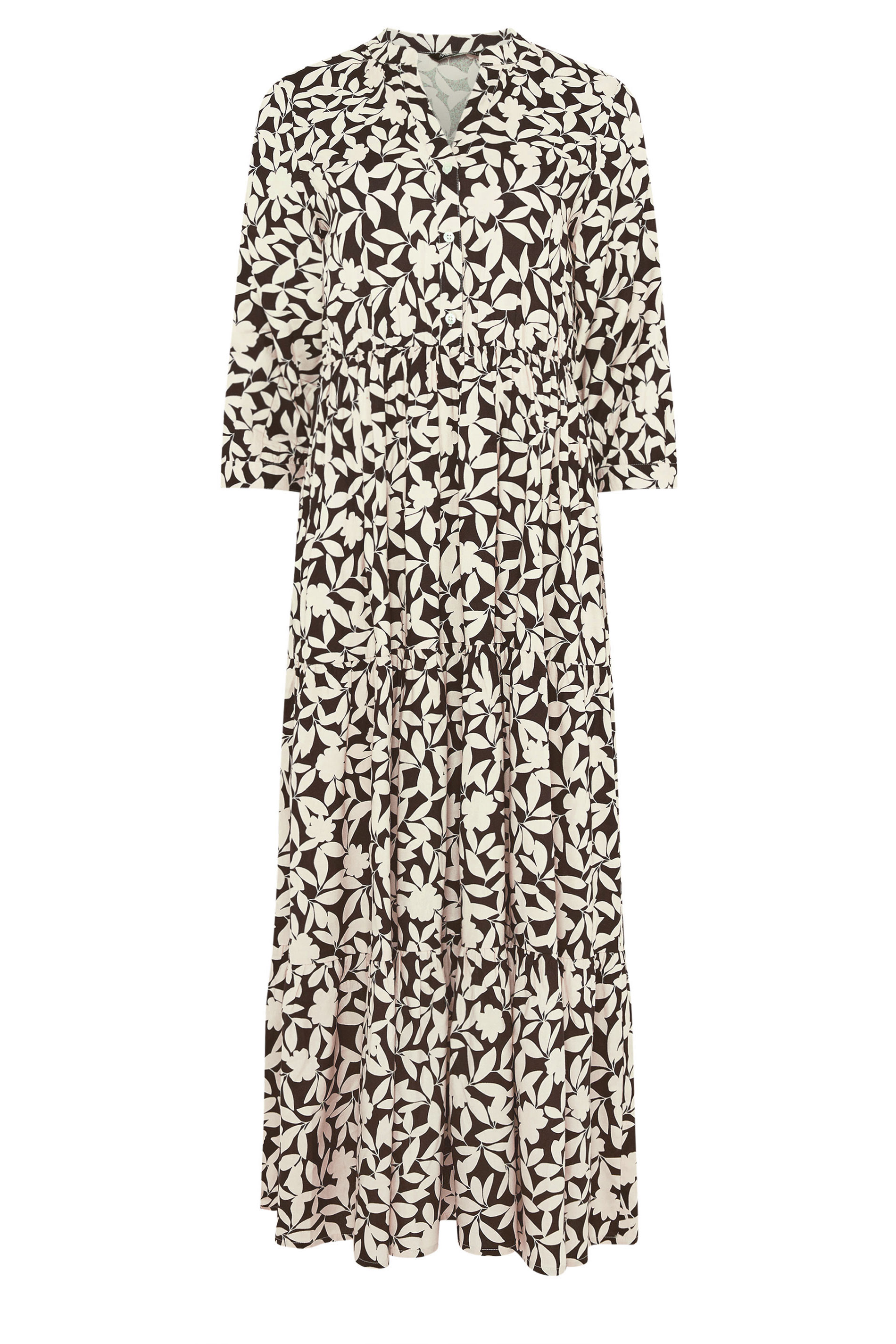 M&Co Brown Floral Tiered Maxi Dress | M&Co 5