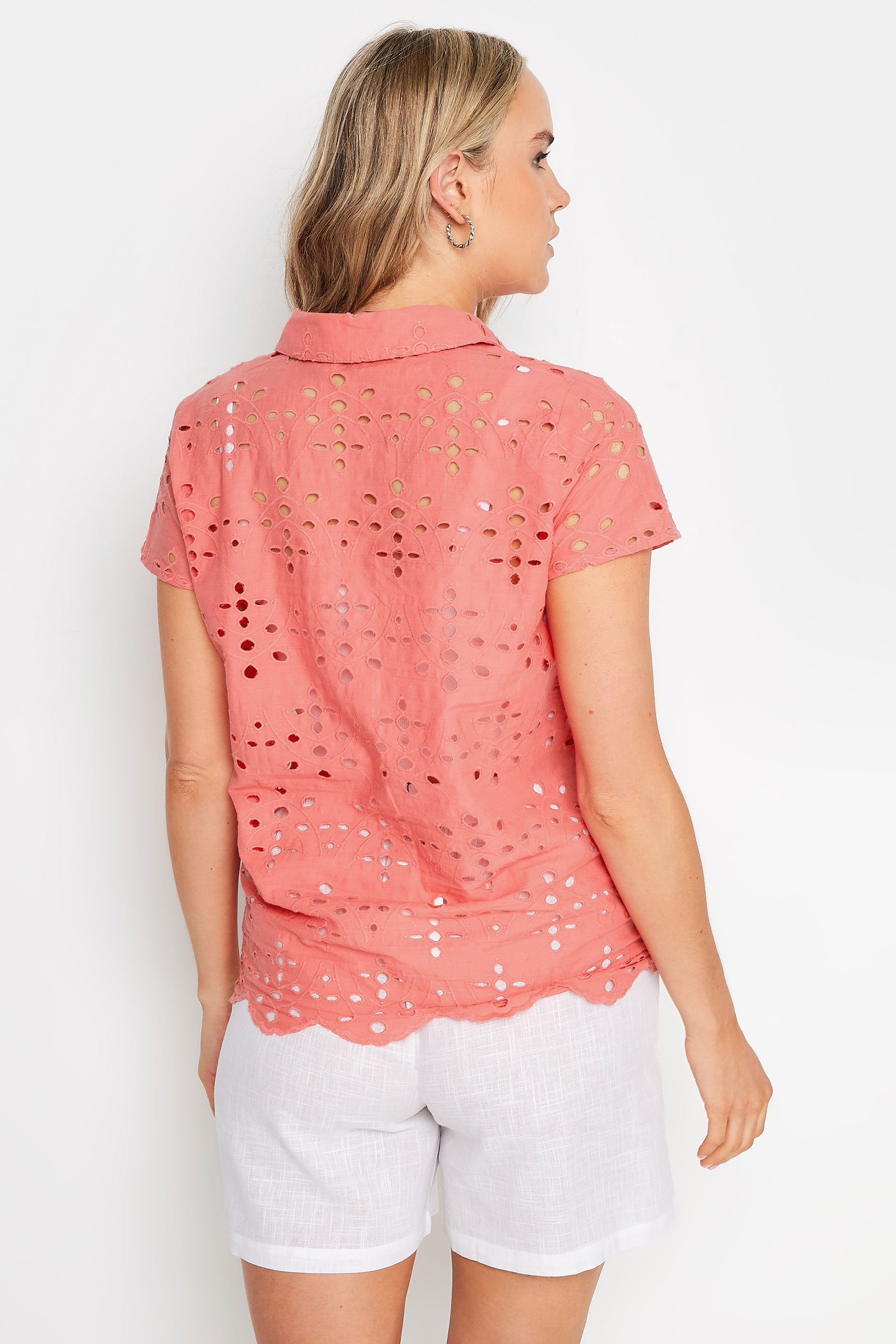 LTS Tall Women's Coral Pink Broderie Shirt | Long Tall Sally 3