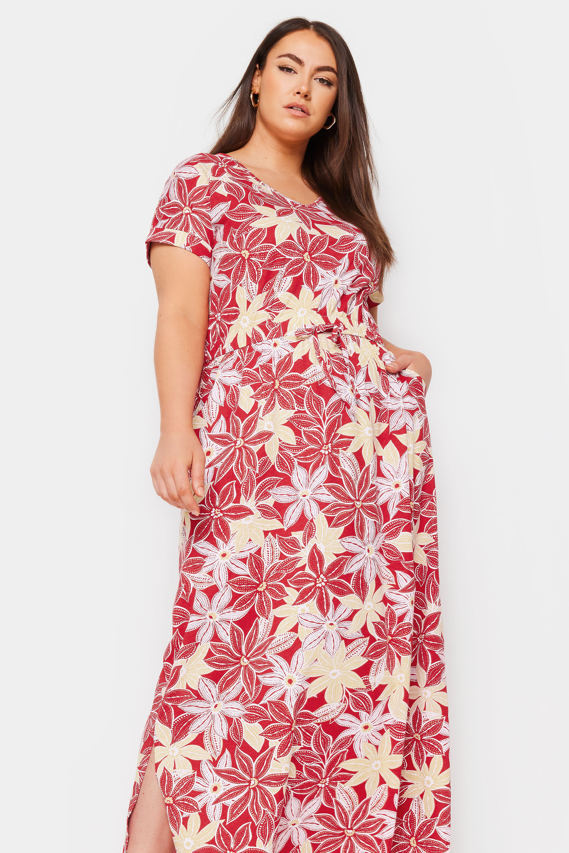 YOURS Plus Size Red Floral Print Maxi Dress | Yours Clothing 2