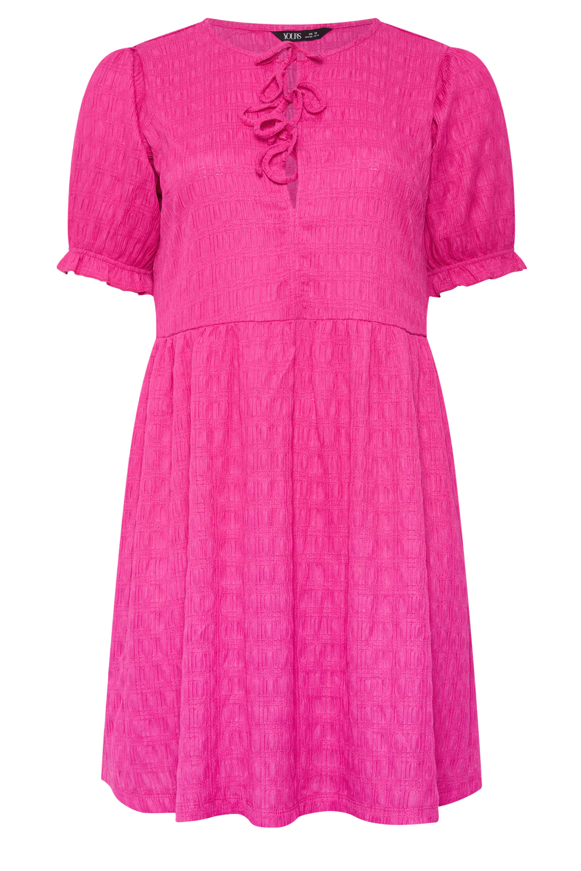 YOURS Plus Size Pink Bow Front Mini Dress | Yours Clothing  5