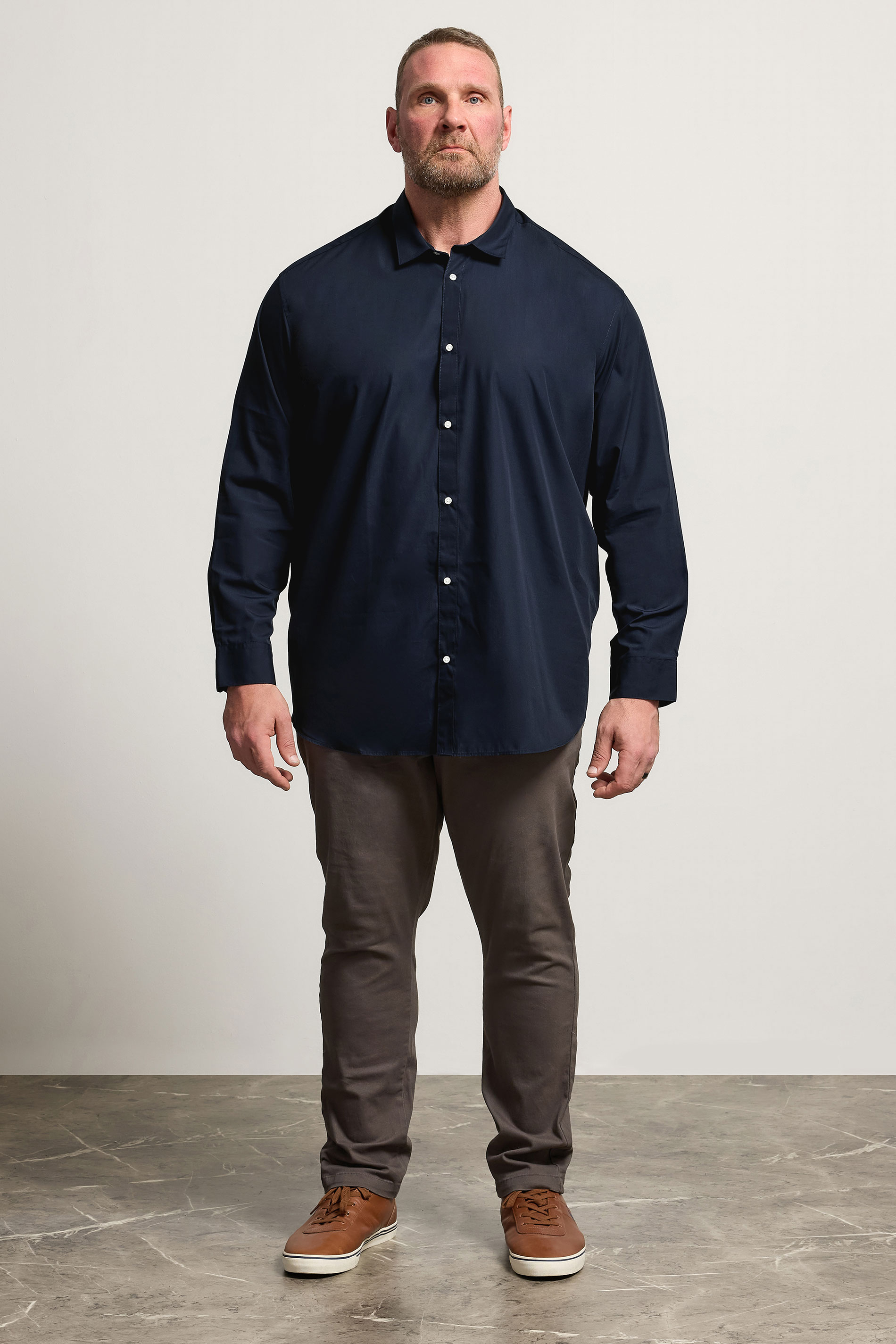 JACK & JONES Big & Tall Navy Blue Long Sleeve Shirt | BadRhino 1