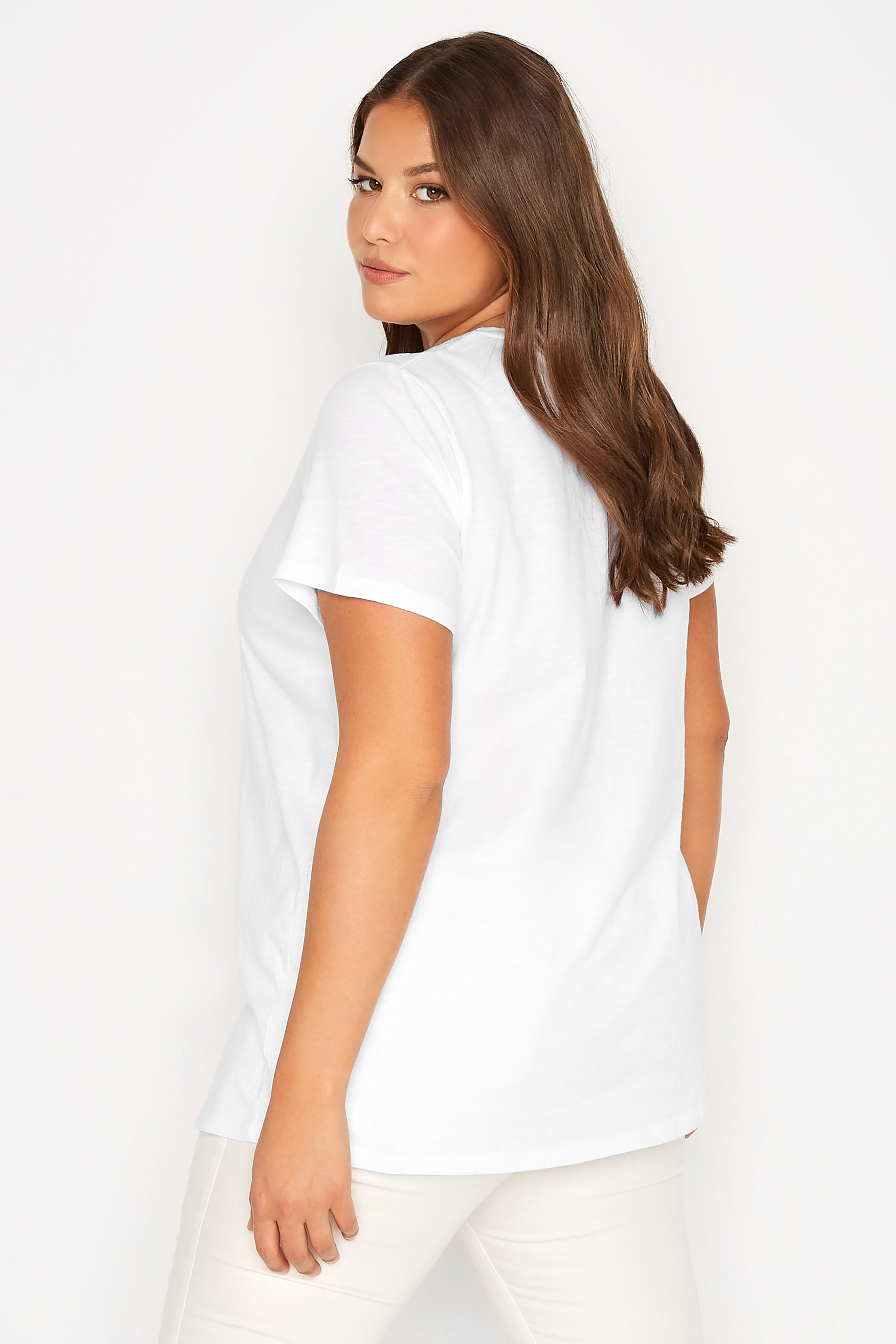 Grande taille  Tops Grande taille  Tops dÉté | Curve White Broderie Anglaise Neckline T-Shirt - GX86070