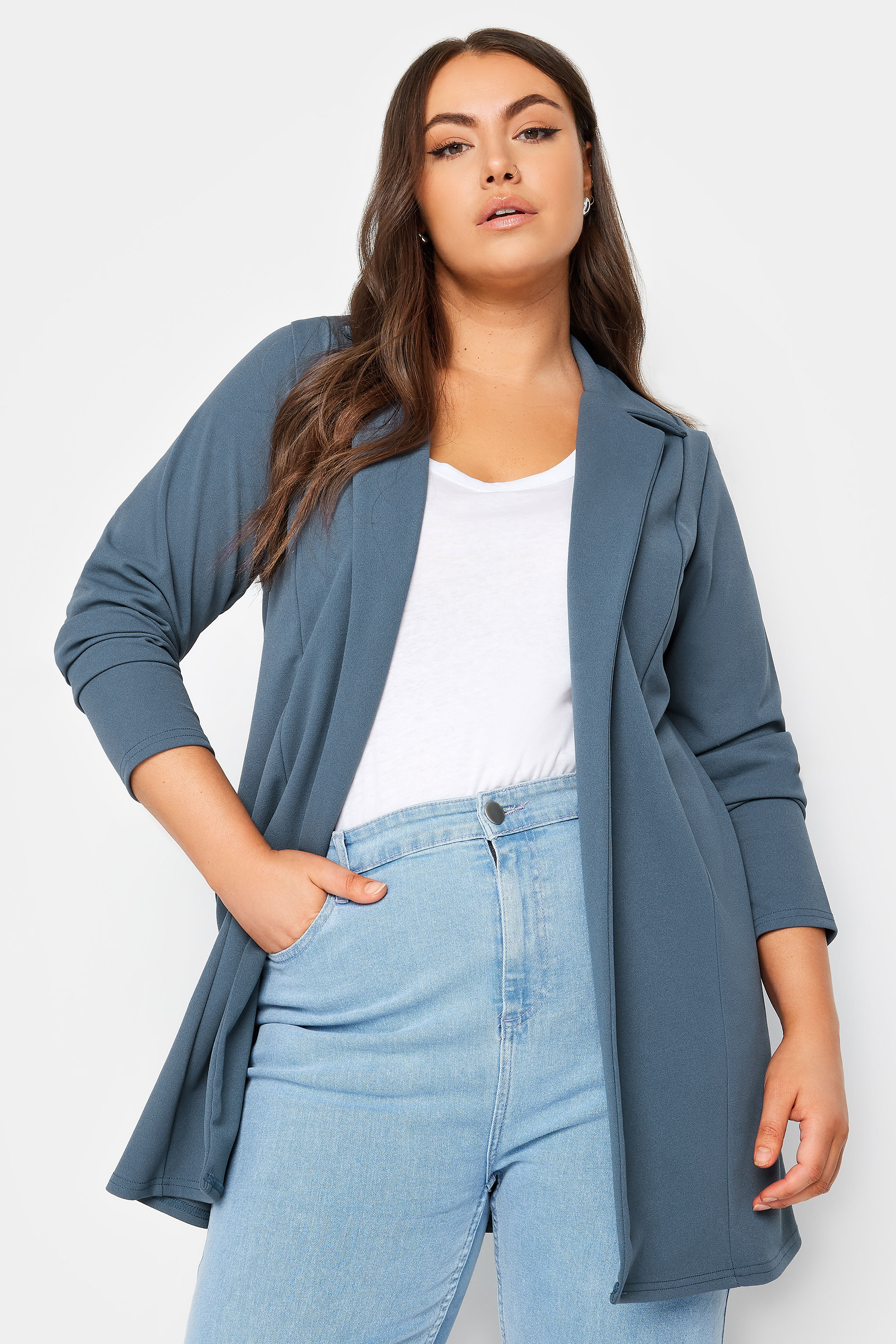 YOURS Plus Size Blue Blazer | Yours Clothing 1