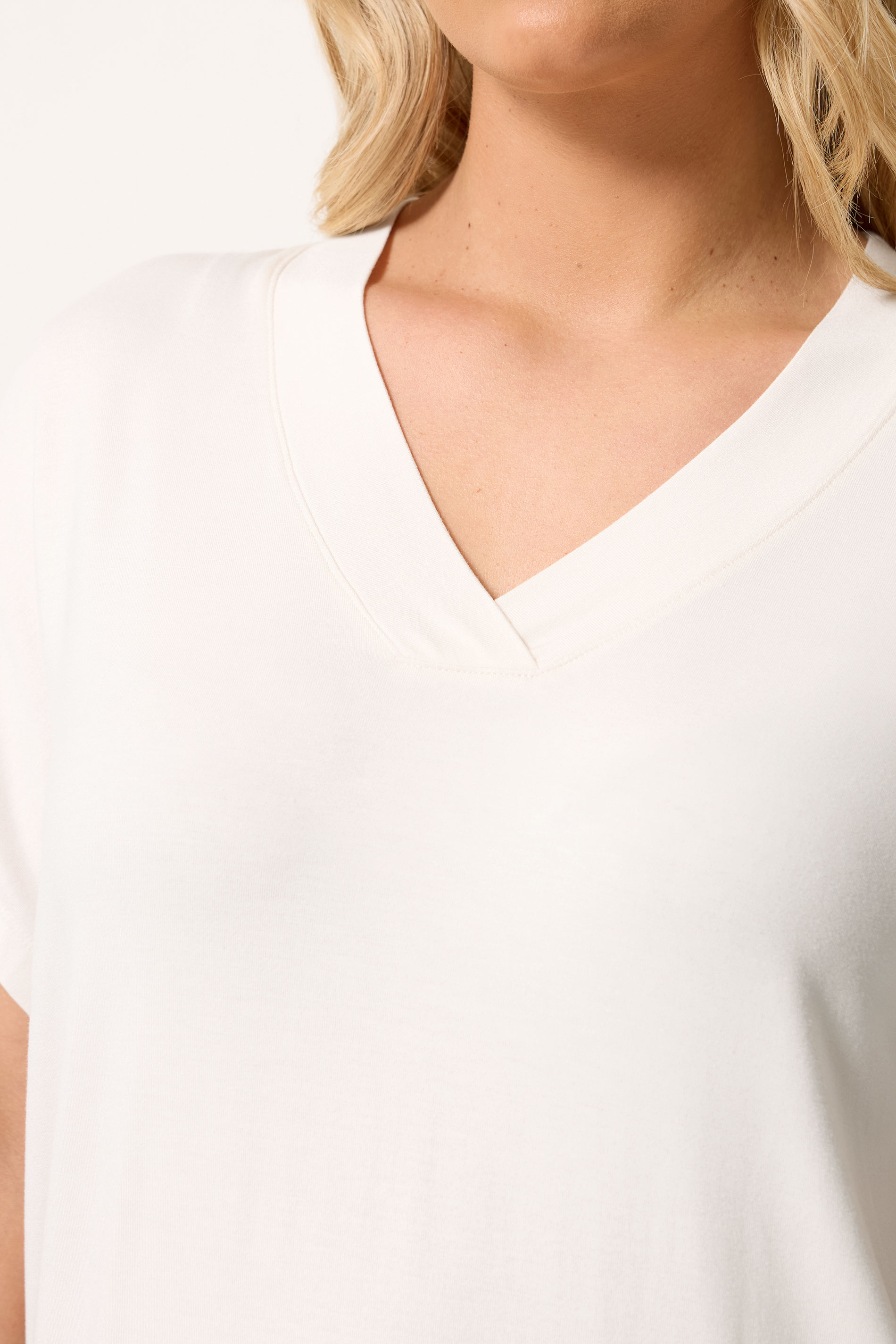 YOURS Plus Size V-Neck Ivory White T-Shirt | Yours Clothing 4