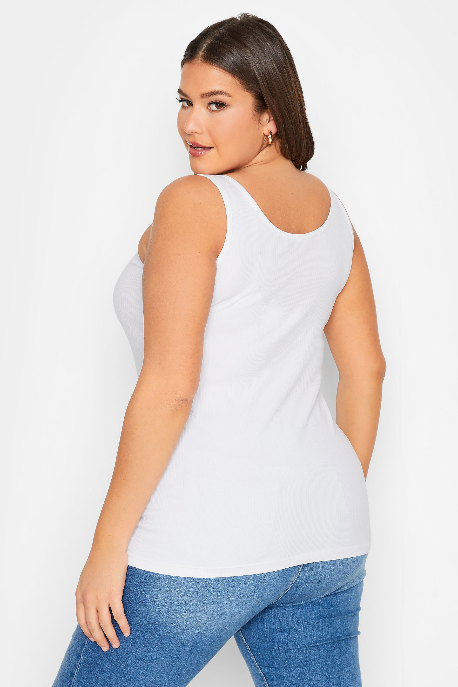 YOURS Plus Size Curve White Popper Vest Top | Yours Clothing  3