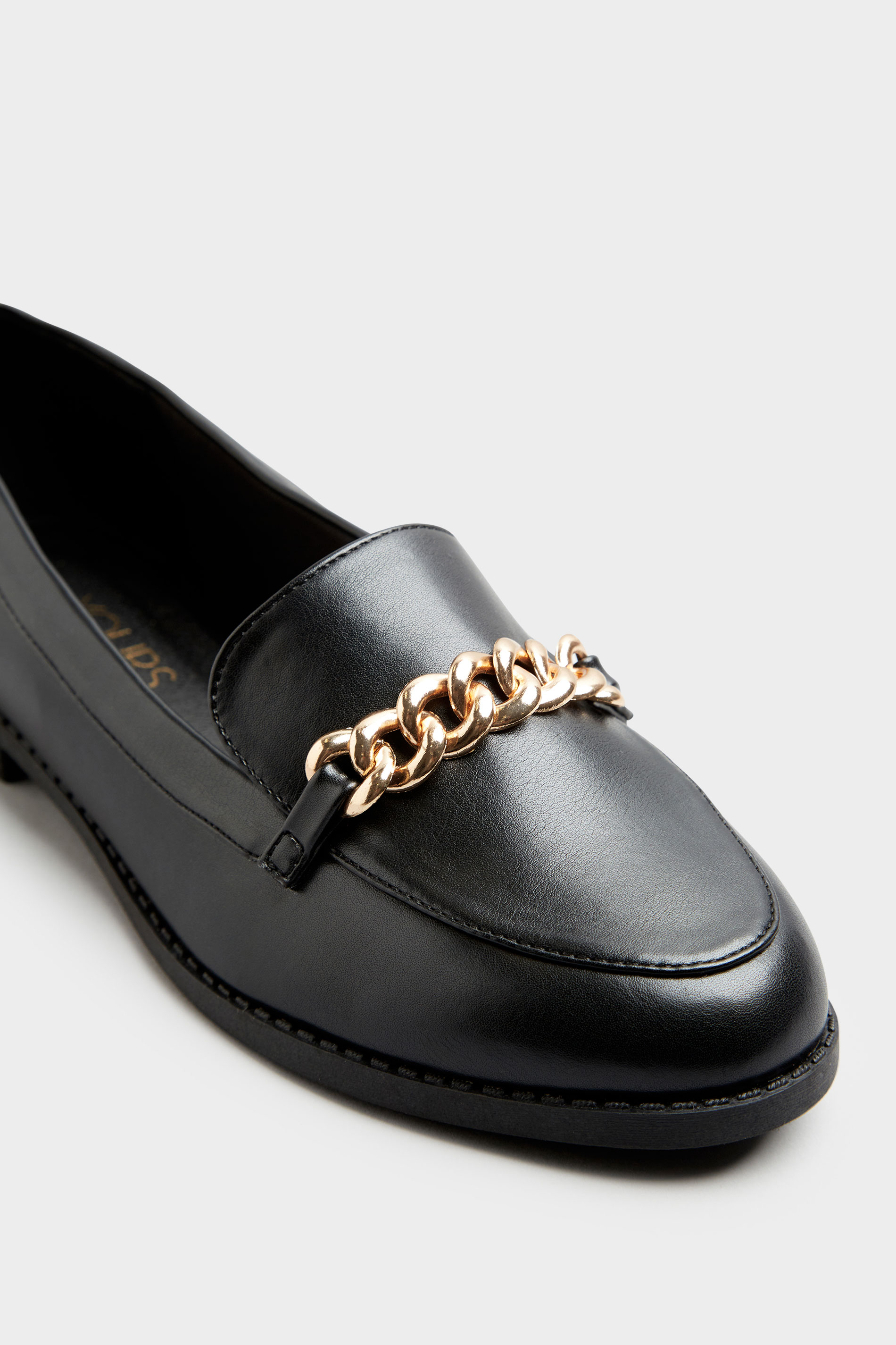 Black Chain Loafers In Extra Wide Fit | Long Tall Sally