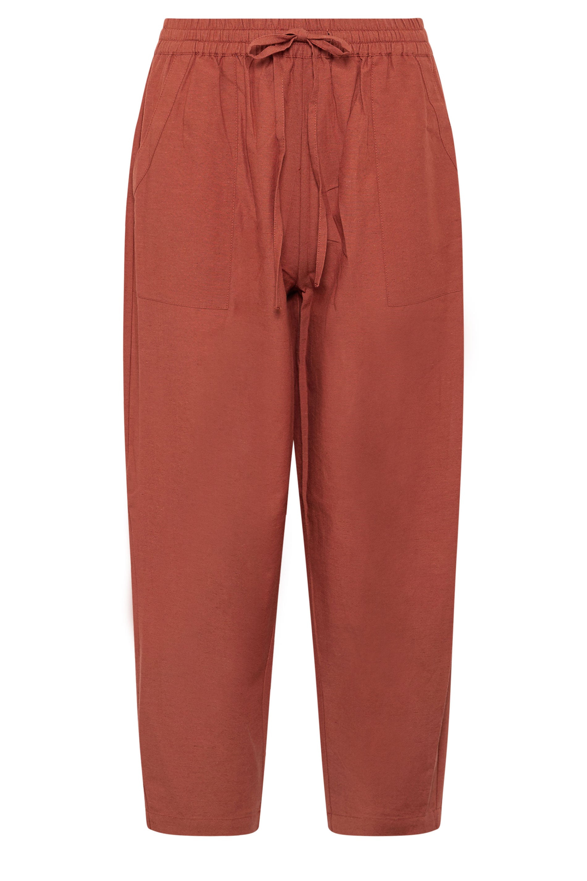PixieGirl Petite Women's Red Linen Barrel Trousers | PixieGirl 6