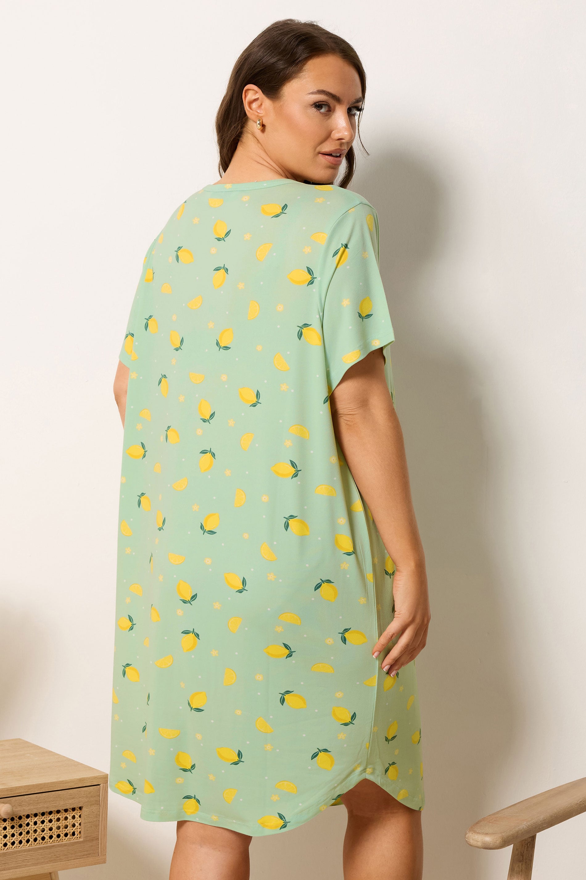 YOURSET Plus Size 2 PACK Black Lemon & Cherry Soft Touch Nightdresses | Yours Clothing 6