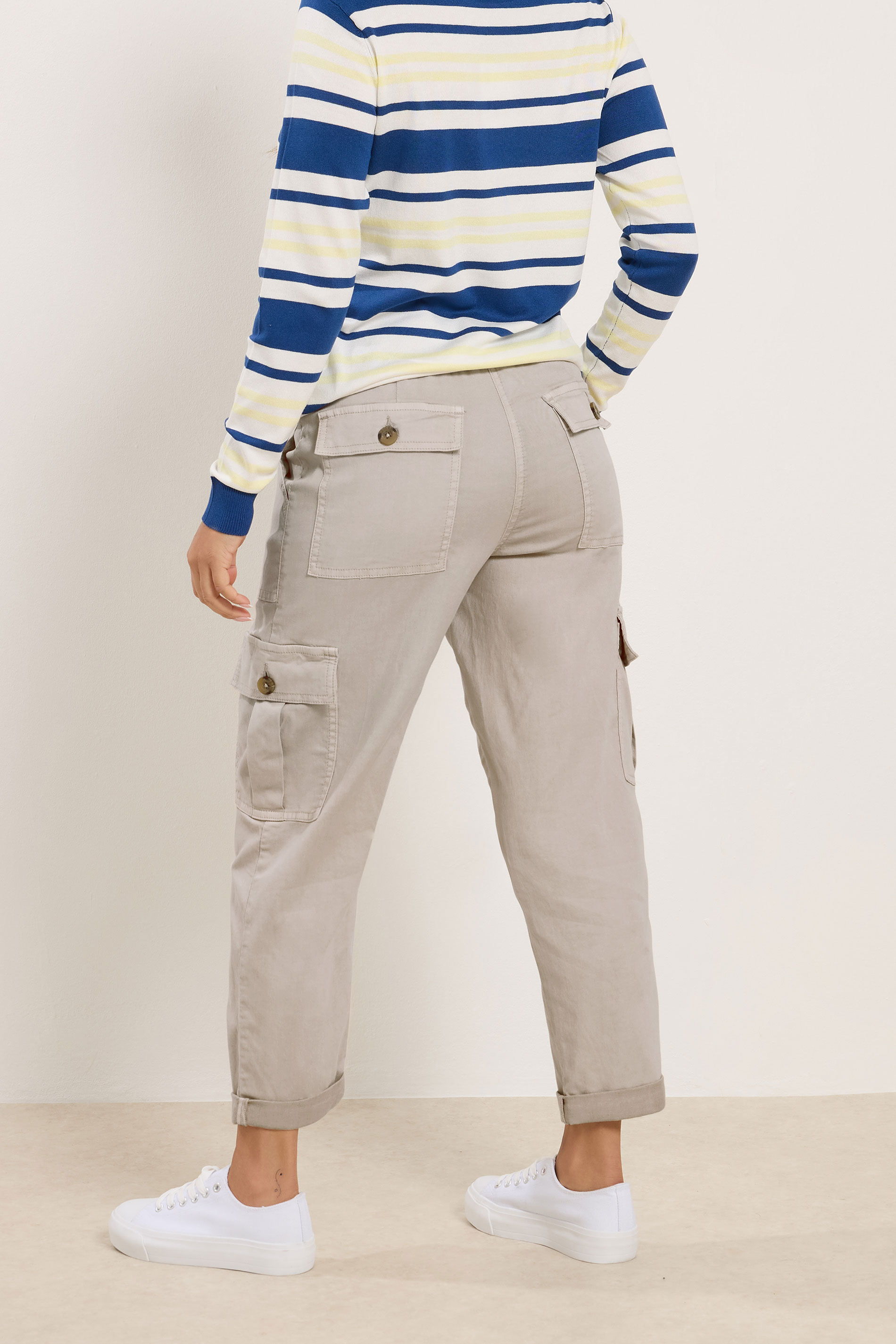 M&Co Petite Natural Brown Straight Leg Cargo Trousers | M&Co 2
