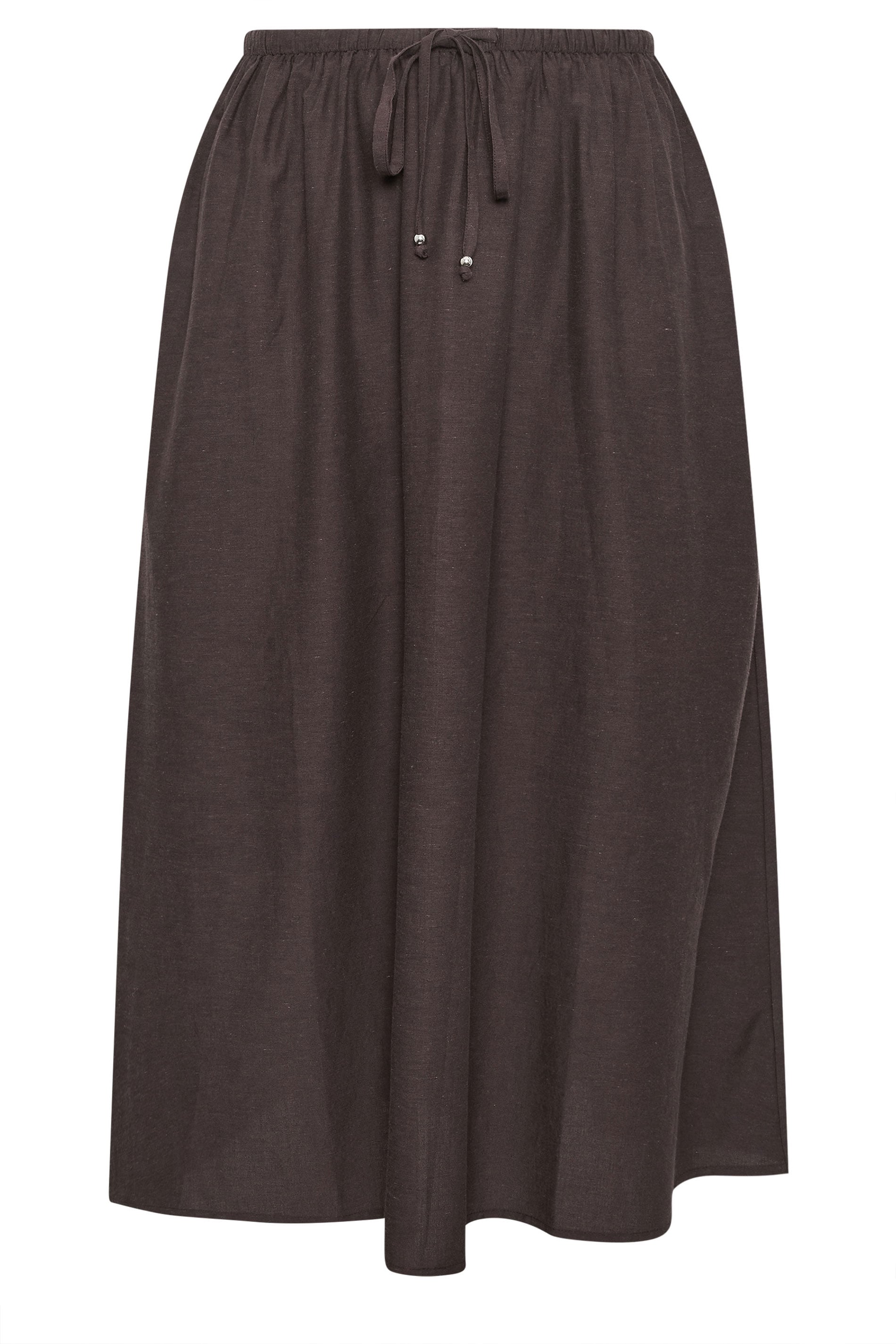 YOURS Plus Size Chocolate Brown Linen Maxi Skirt | Yours Clothing 5