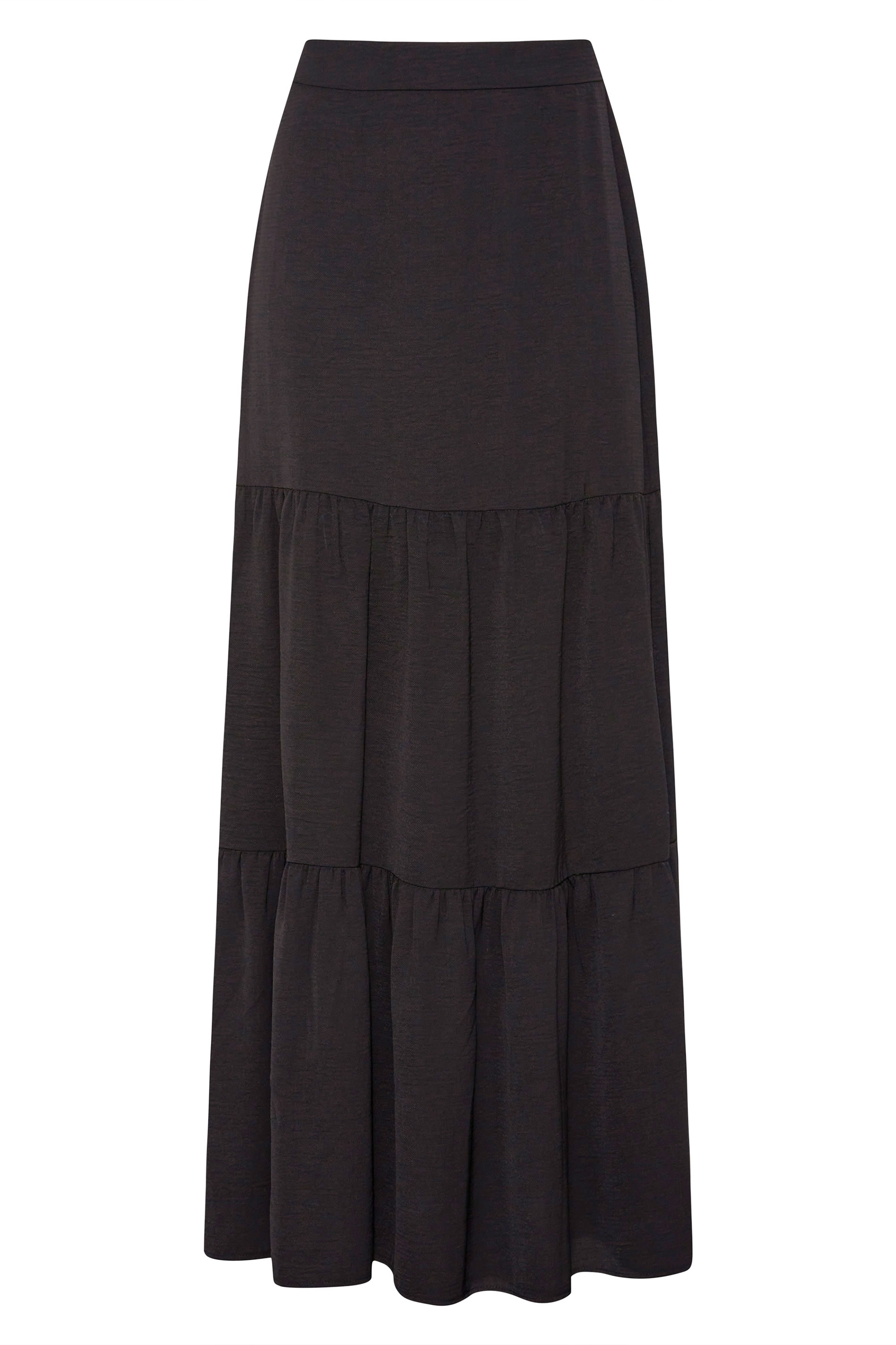 LTS Tall Women's Black Twill Tiered Maxi Skirt | Long Tall Sally