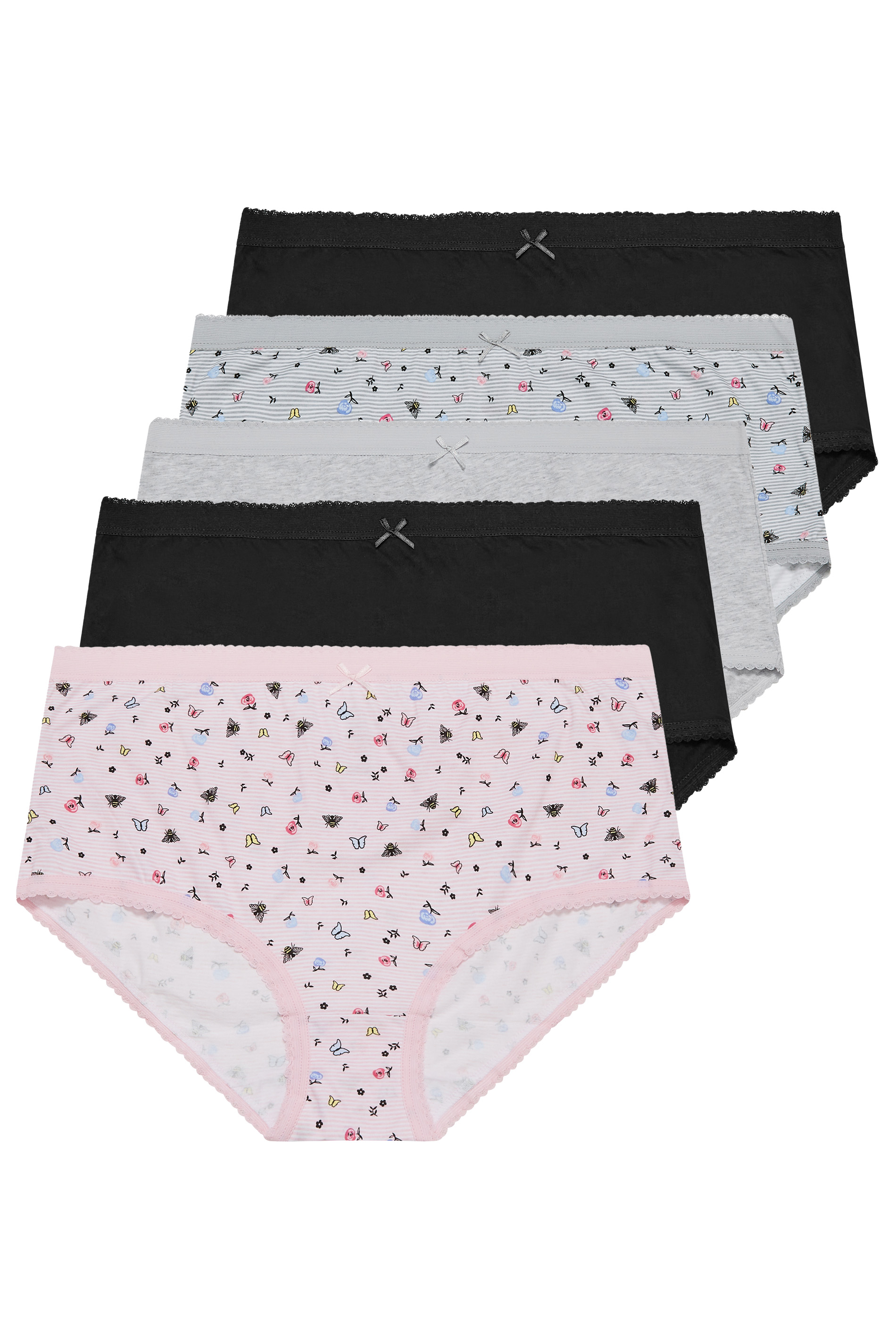 YOURS 5 PACK Light Pink Butterfly Print Full Briefs | Yours Clothing  3