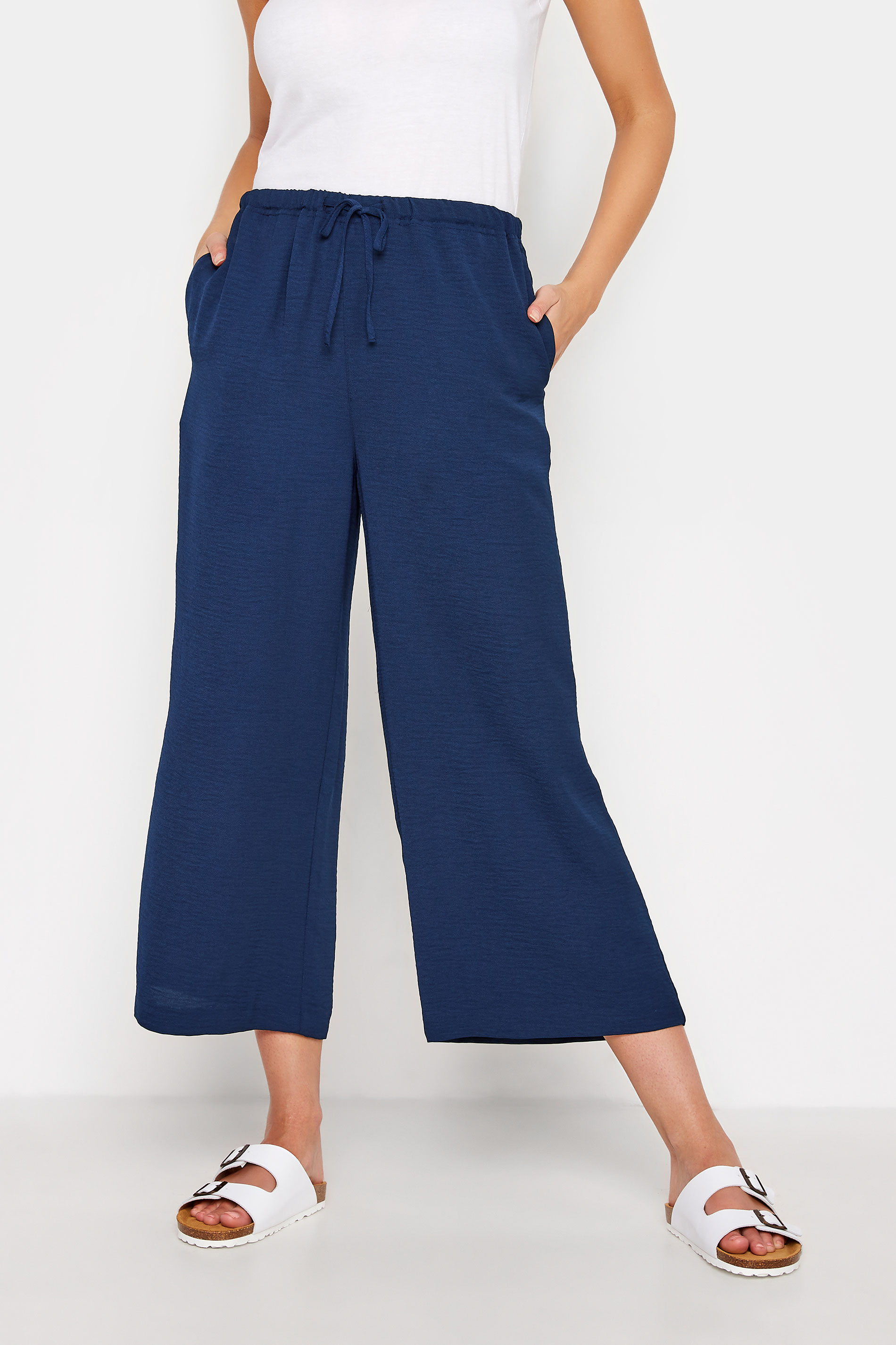 LTS Tall Navy Blue Lightweight Twill Cropped Trousers_A.jpg