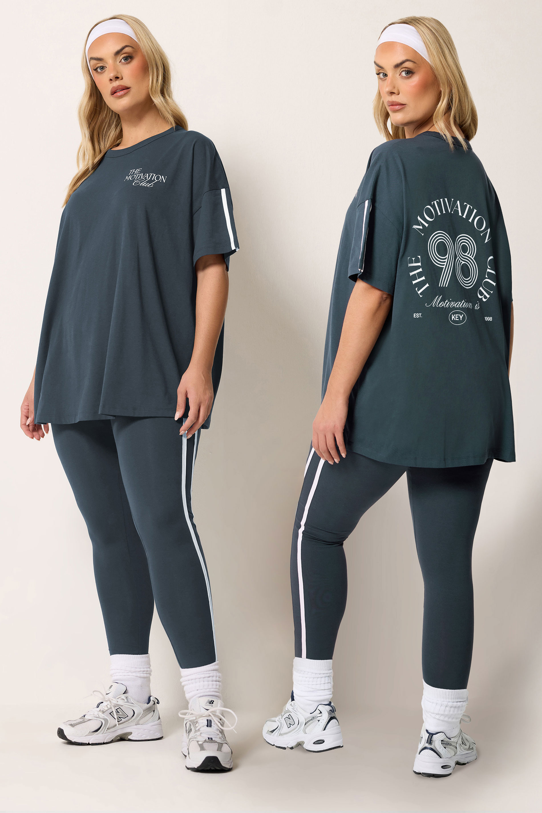 YOURS ACTIVE Plus Size Navy Blue 'The Motivation Club' T-Shirt | Yours Clothing 3