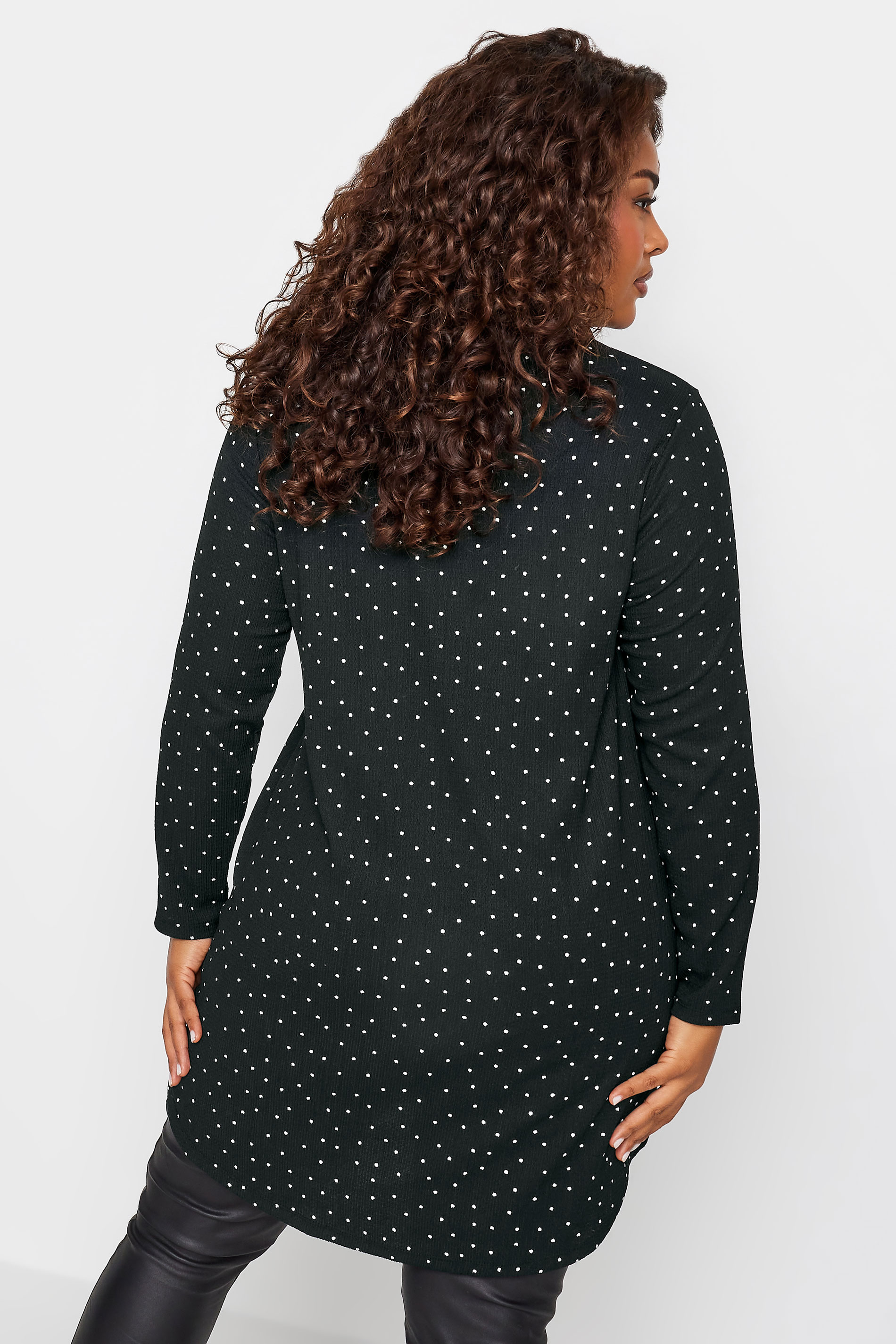 YOURS Plus Size Black Spot Print Shirt | Yours Clothing 3