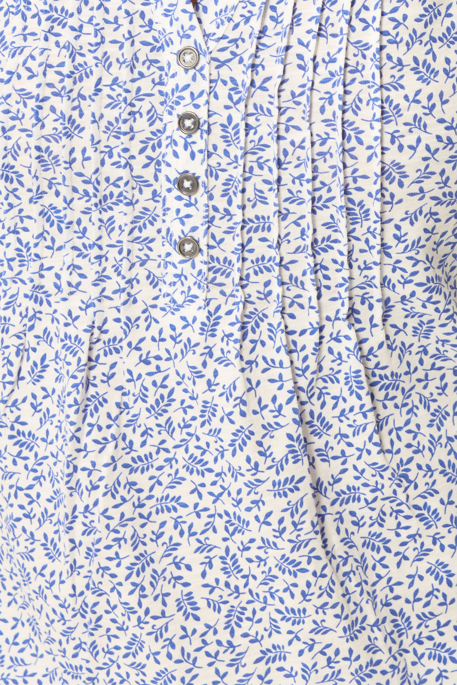 M&Co Petite Blue Leaf Print Cotton Sleeveless Henley Top | M&Co 4
