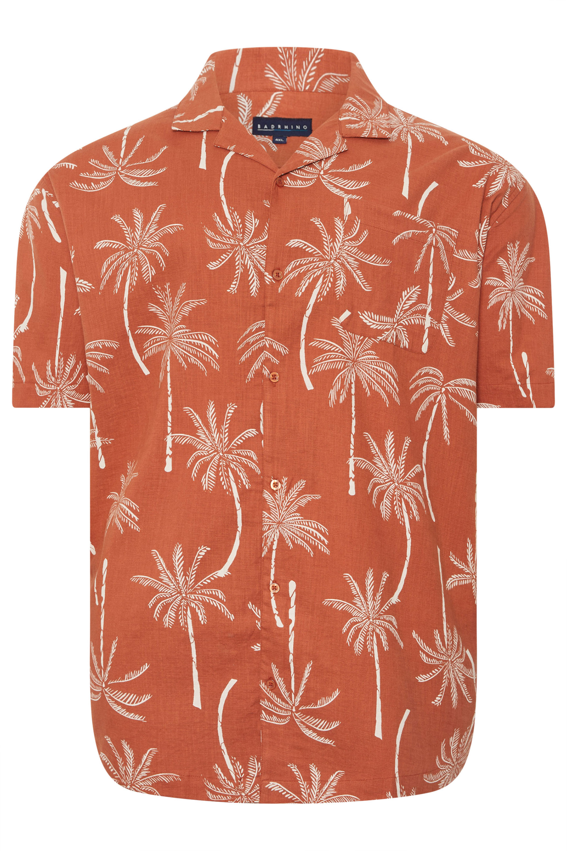 BadRhino Big & Tall Clay Orange Palm Tree Print Short Sleeve Shirt | BadRhino 6