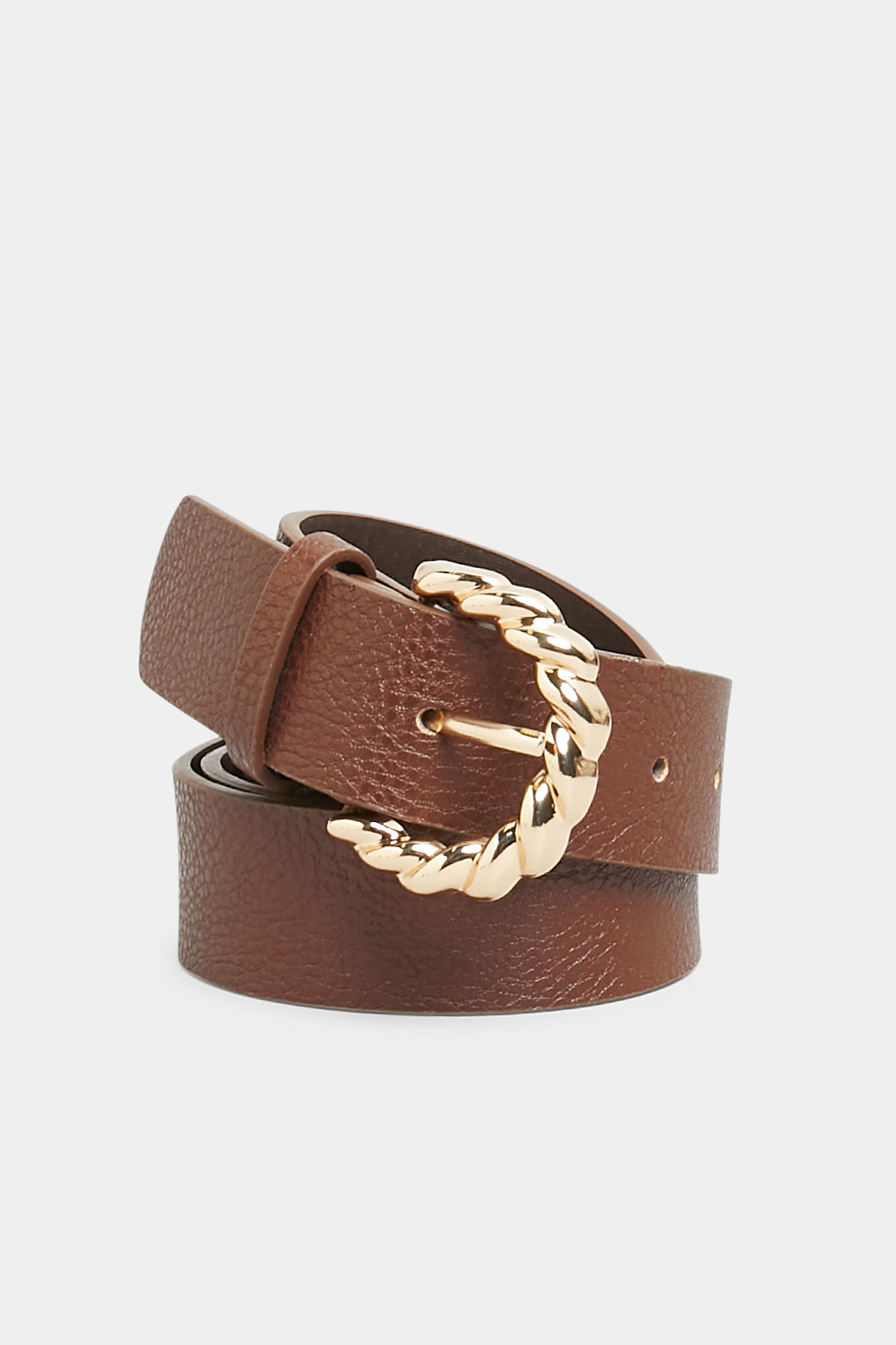 Brown Textured Rope Buckle Belt 1