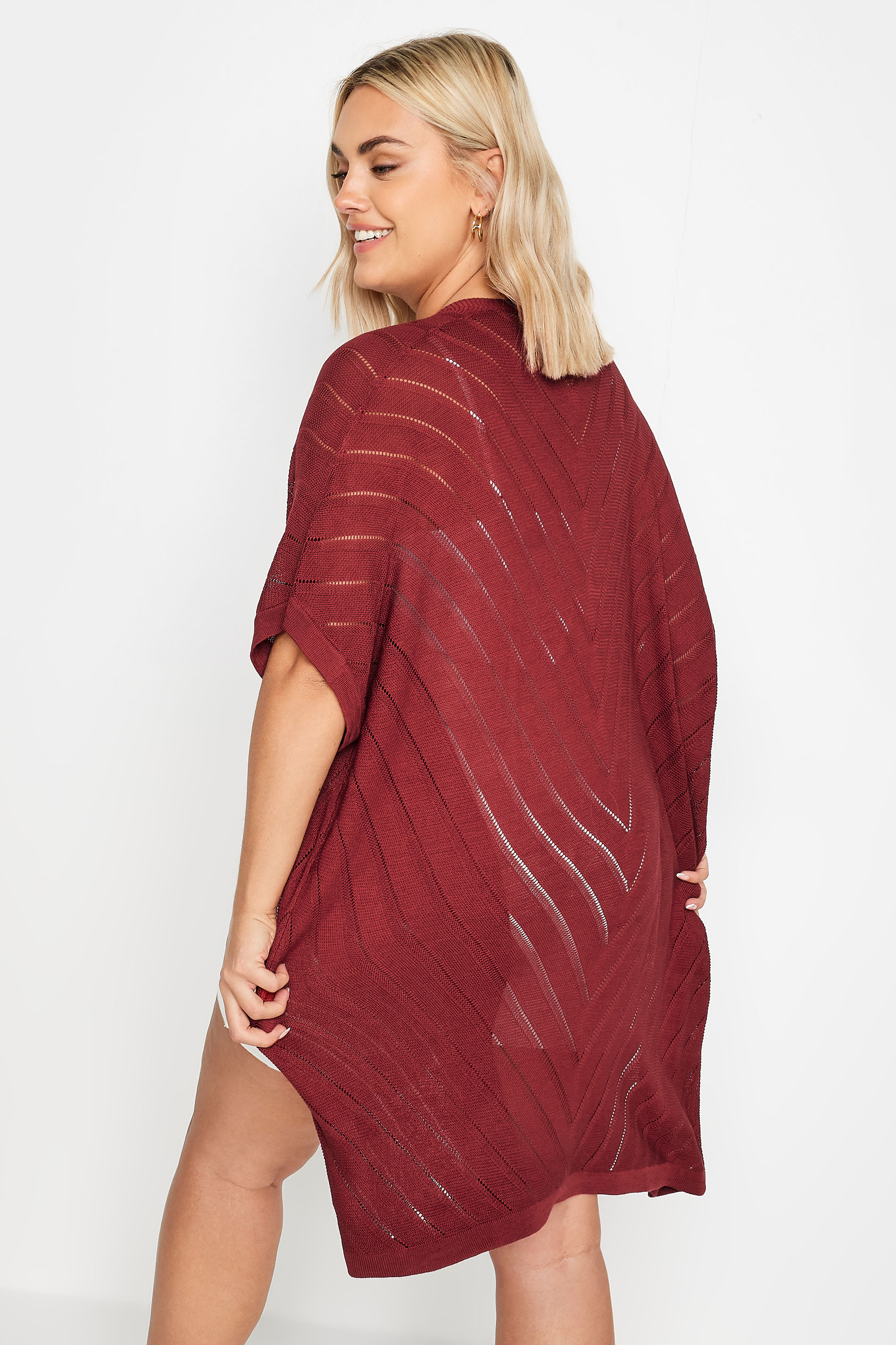 YOURS Plus Size Red Chevron Detail Cardigan | Yours Clothing 3