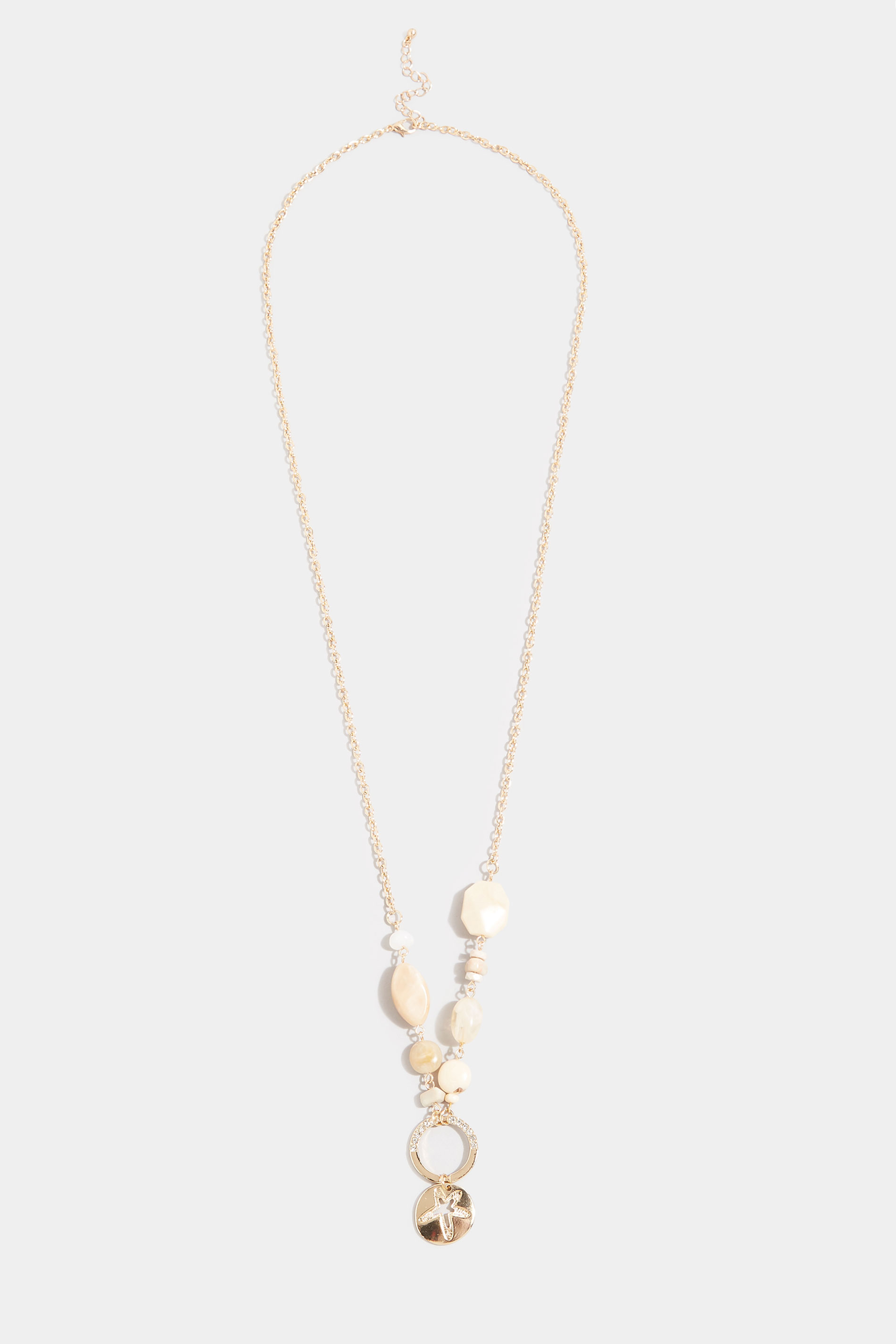 Gold Starfish Stone Long Necklace | Yours Clothing 2
