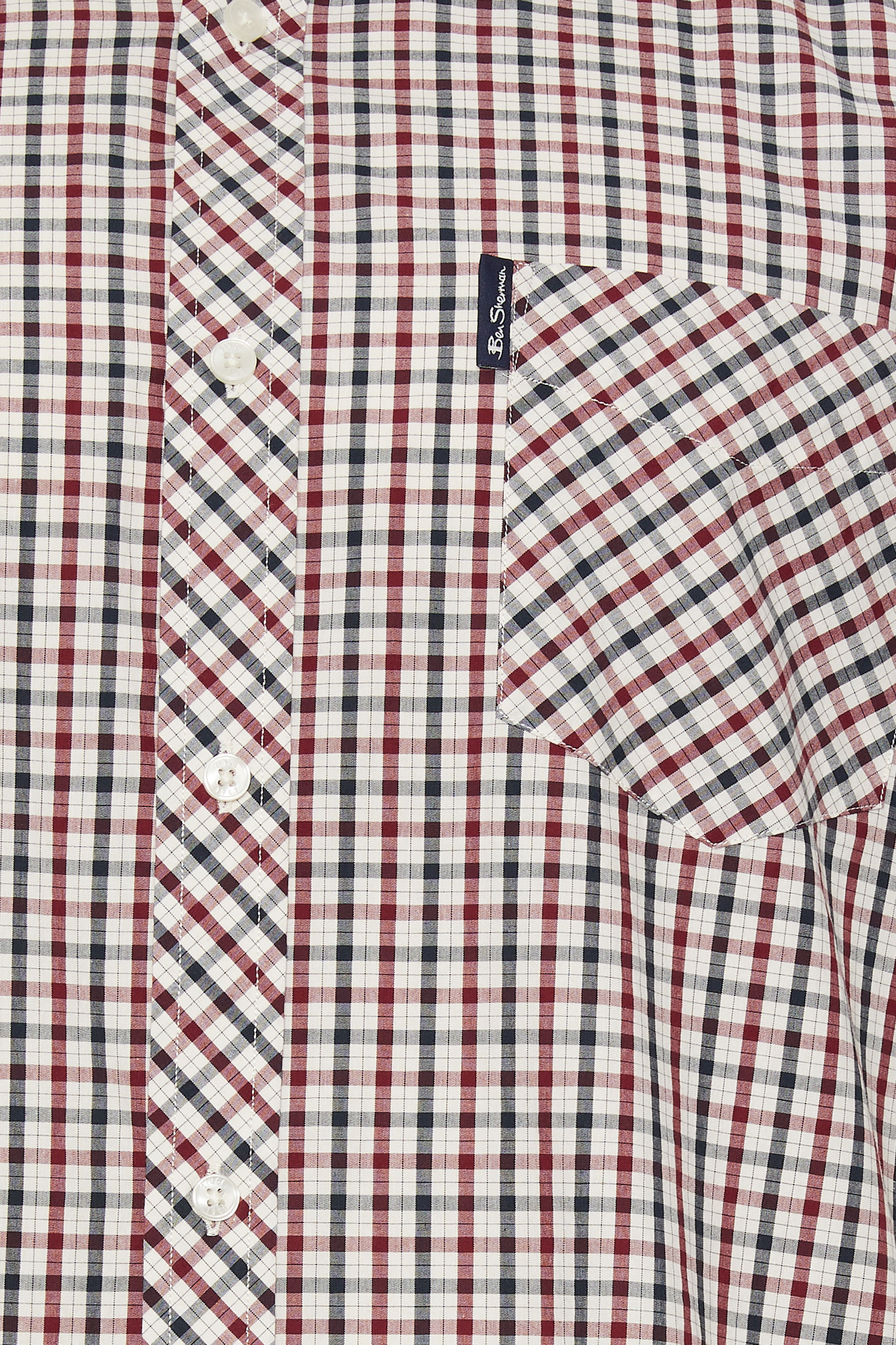 BEN SHERMAN Big & Tall Red Signature Gingham Check Short Sleeve Shirt | BadRhino 2