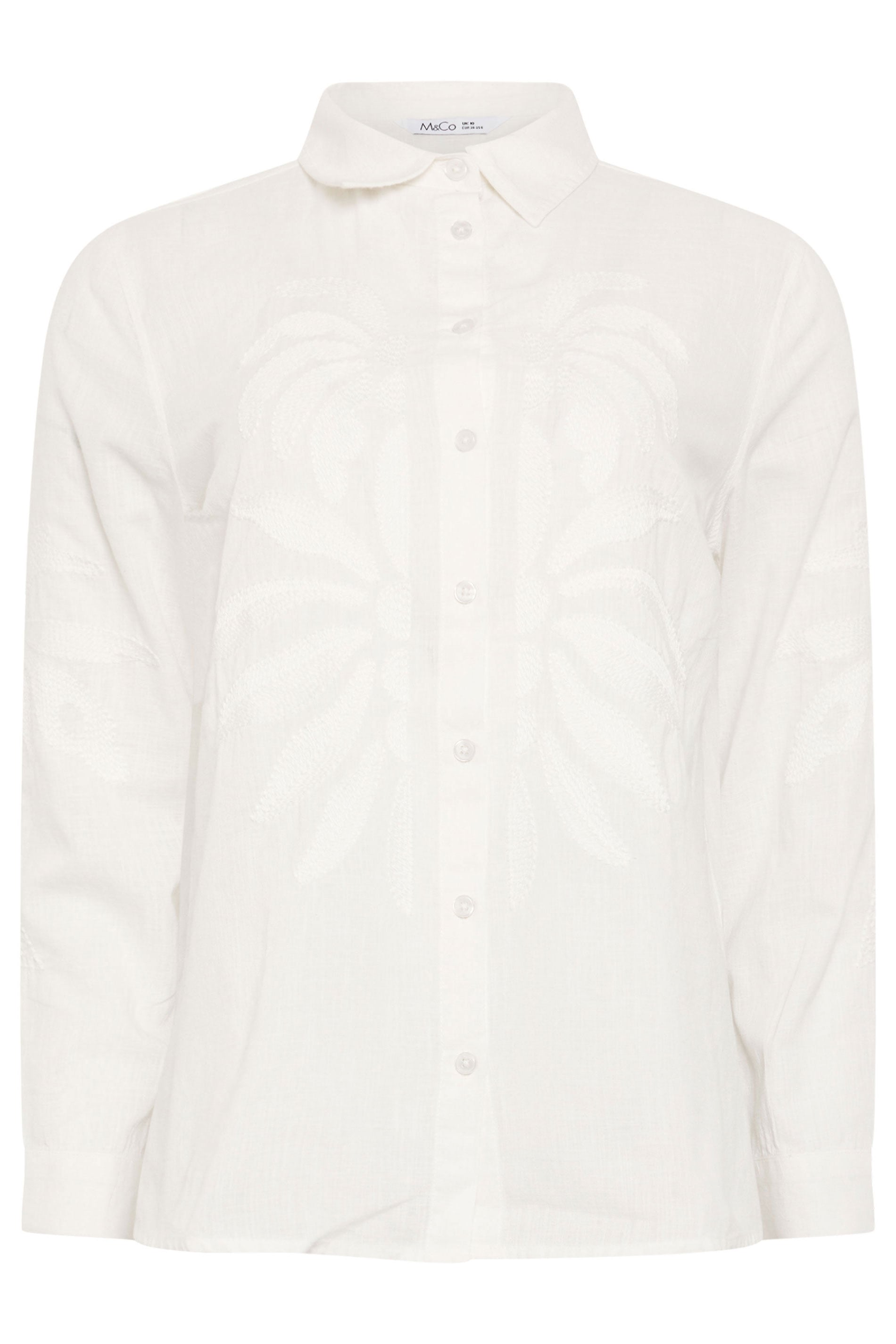 M&Co White Embroidered Cotton Shirt | M&Co 6