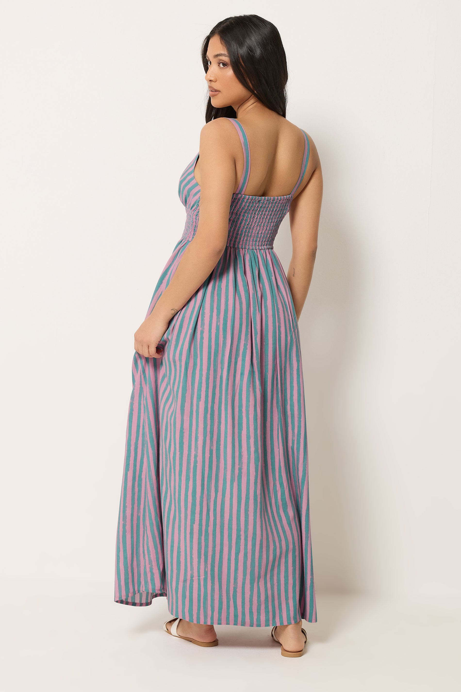 PixieGirl Petite Women's Pink Stripe Wrap Maxi Dress | PixieGirl 2
