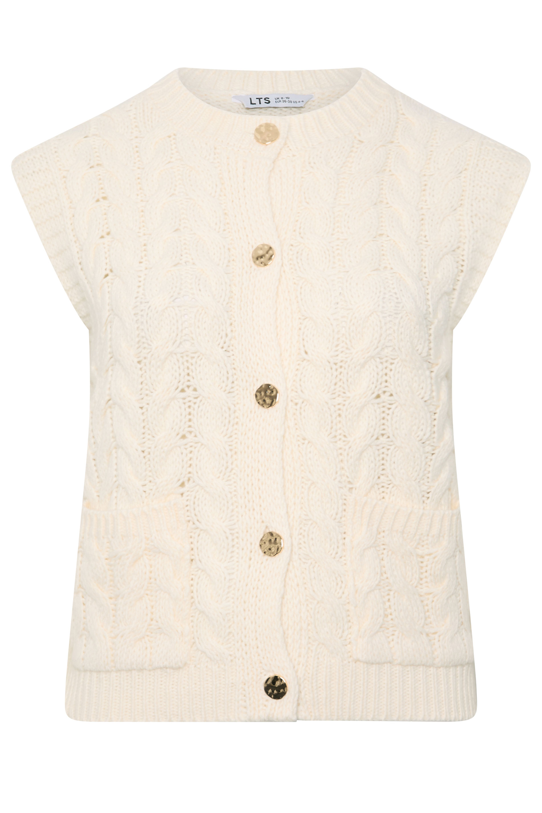 LTS Tall Women's Ivory White Cable Knit Button Vest Top | Long Tall Sally 1