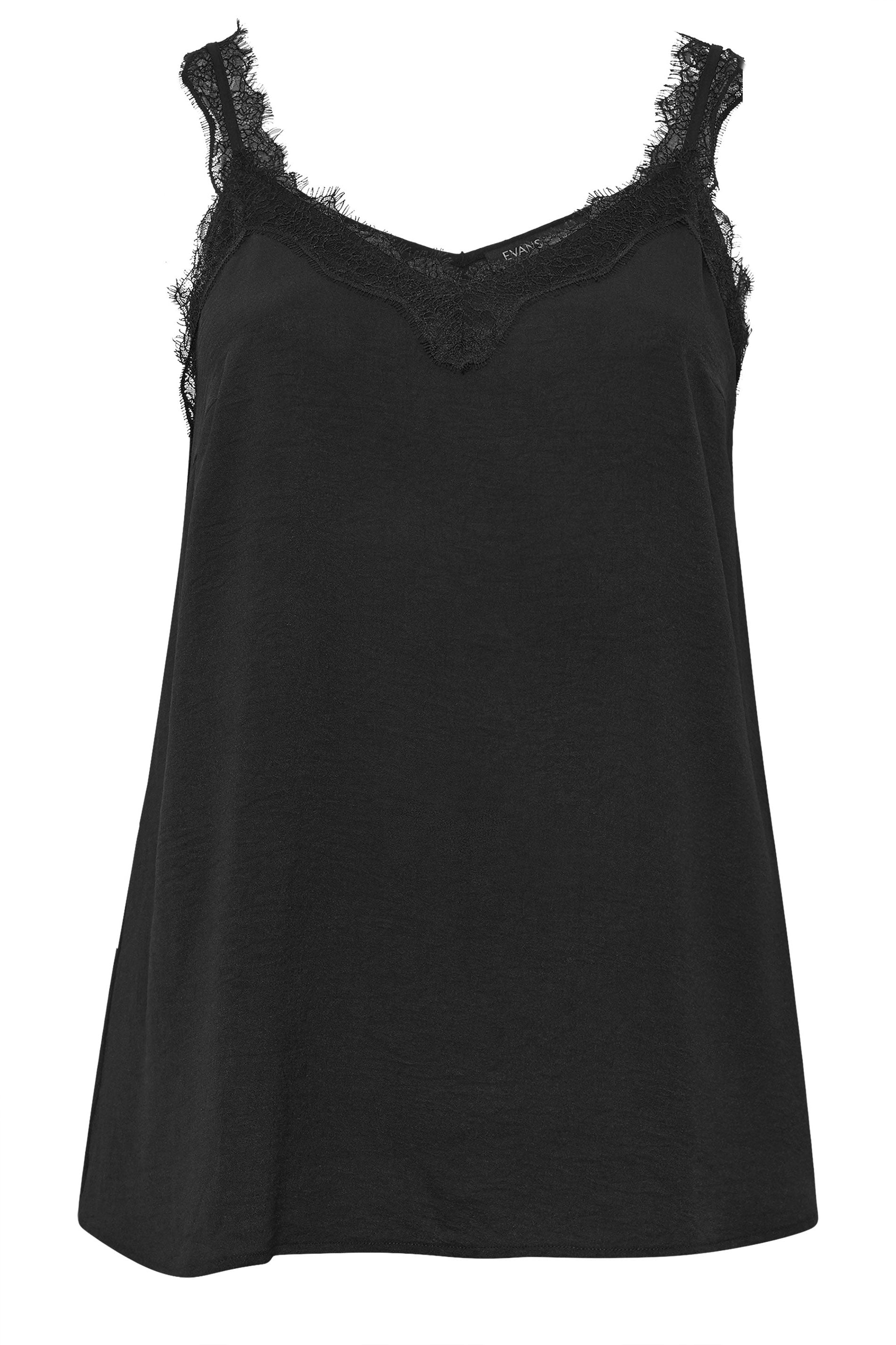 EVANS Curve Black Lace Trim Cami Vest Top 5