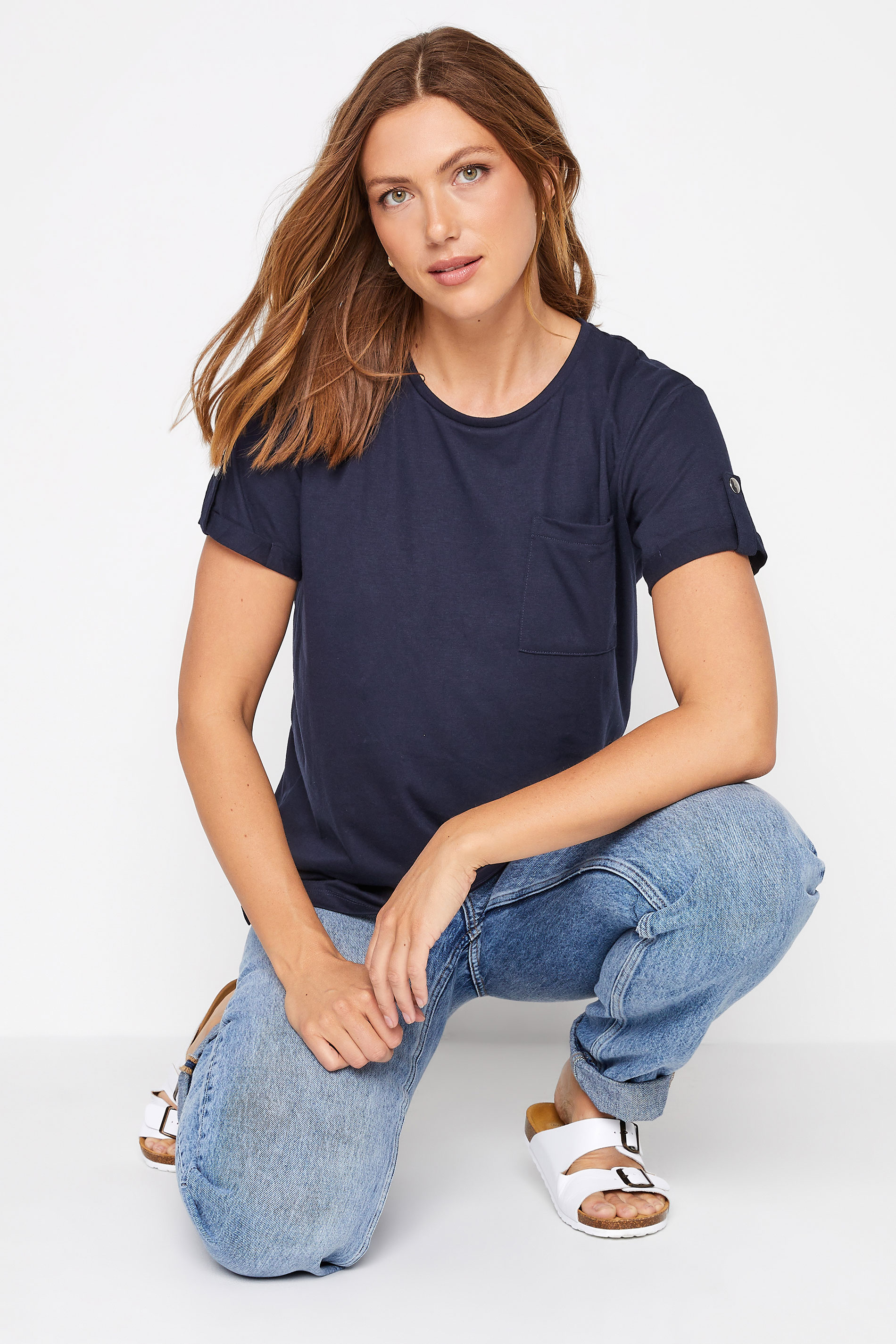 Tall Women's LTS Navy Blue Short Sleeve Pocket T-Shirt | Long Tall Sally 1