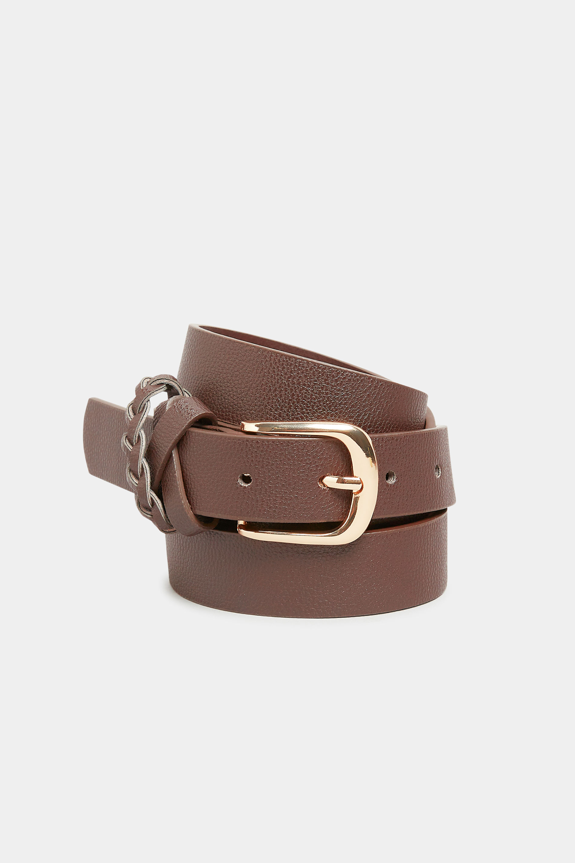 Brown Braided Buckle Belt | Yours Clothing 2