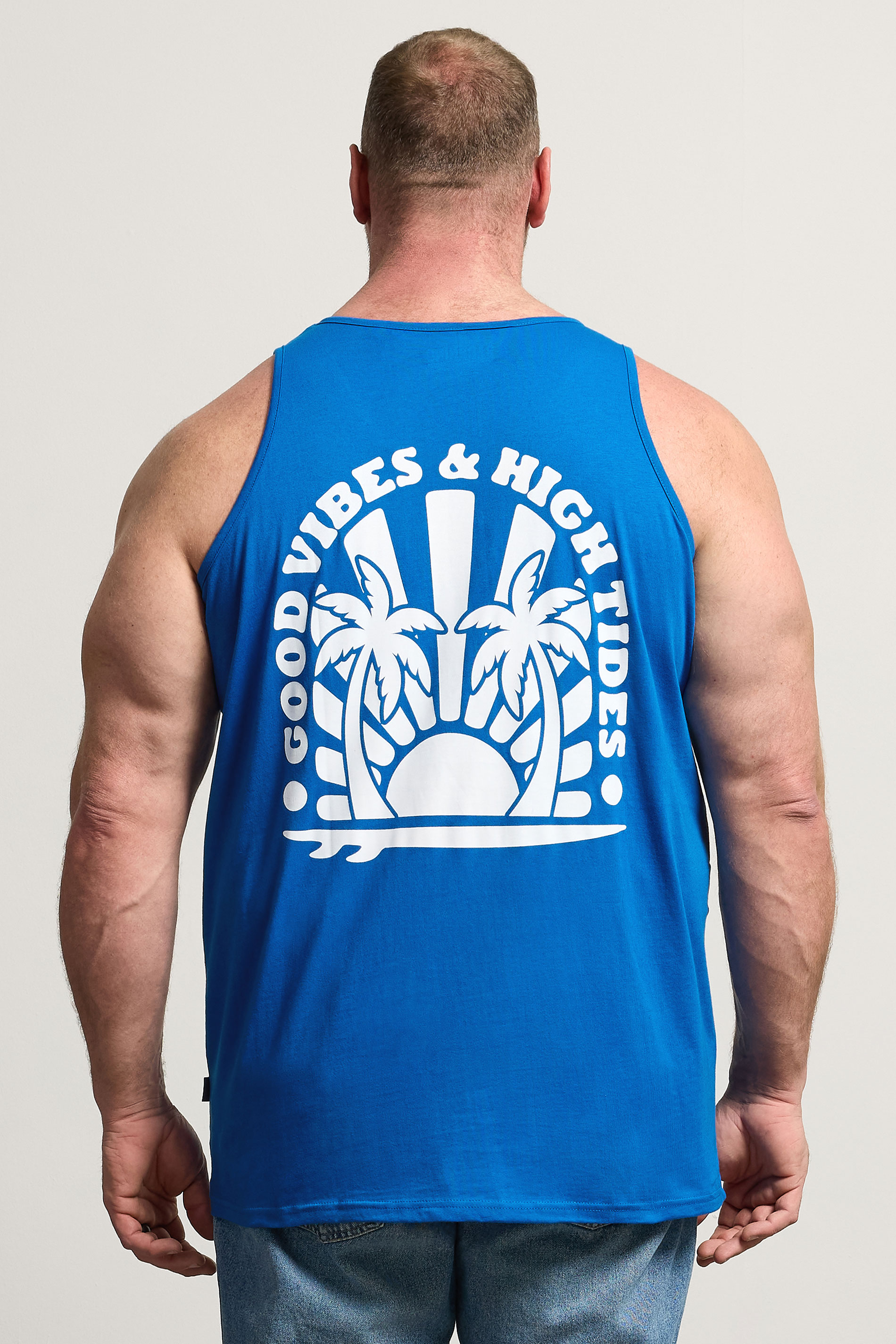 BadRhino Big & Tall Blue 'Good Vibes High Tides' Vest Top | BadRhino 4