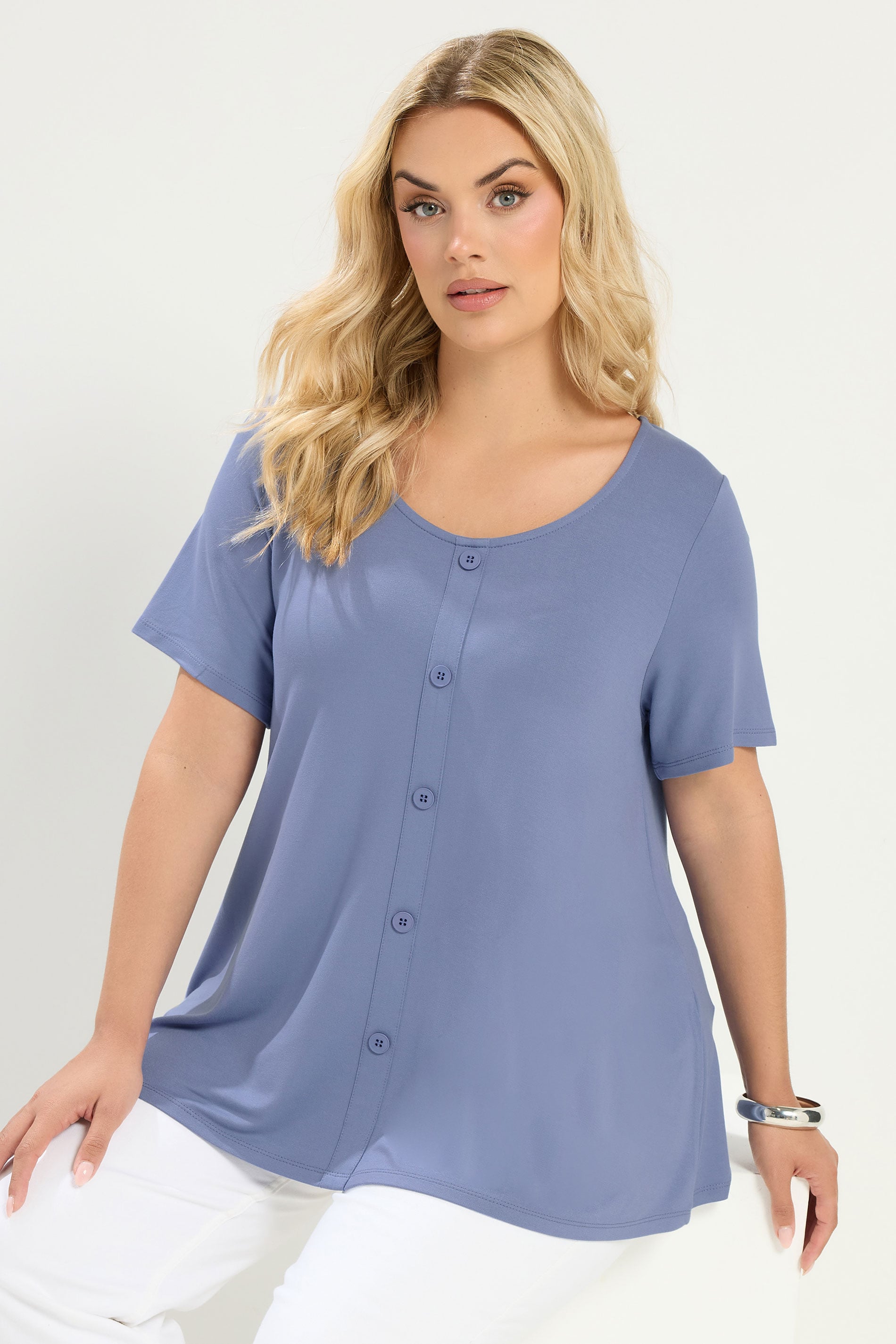YOURS Plus Size Blue Soft Touch Top | Yours Clothing 3