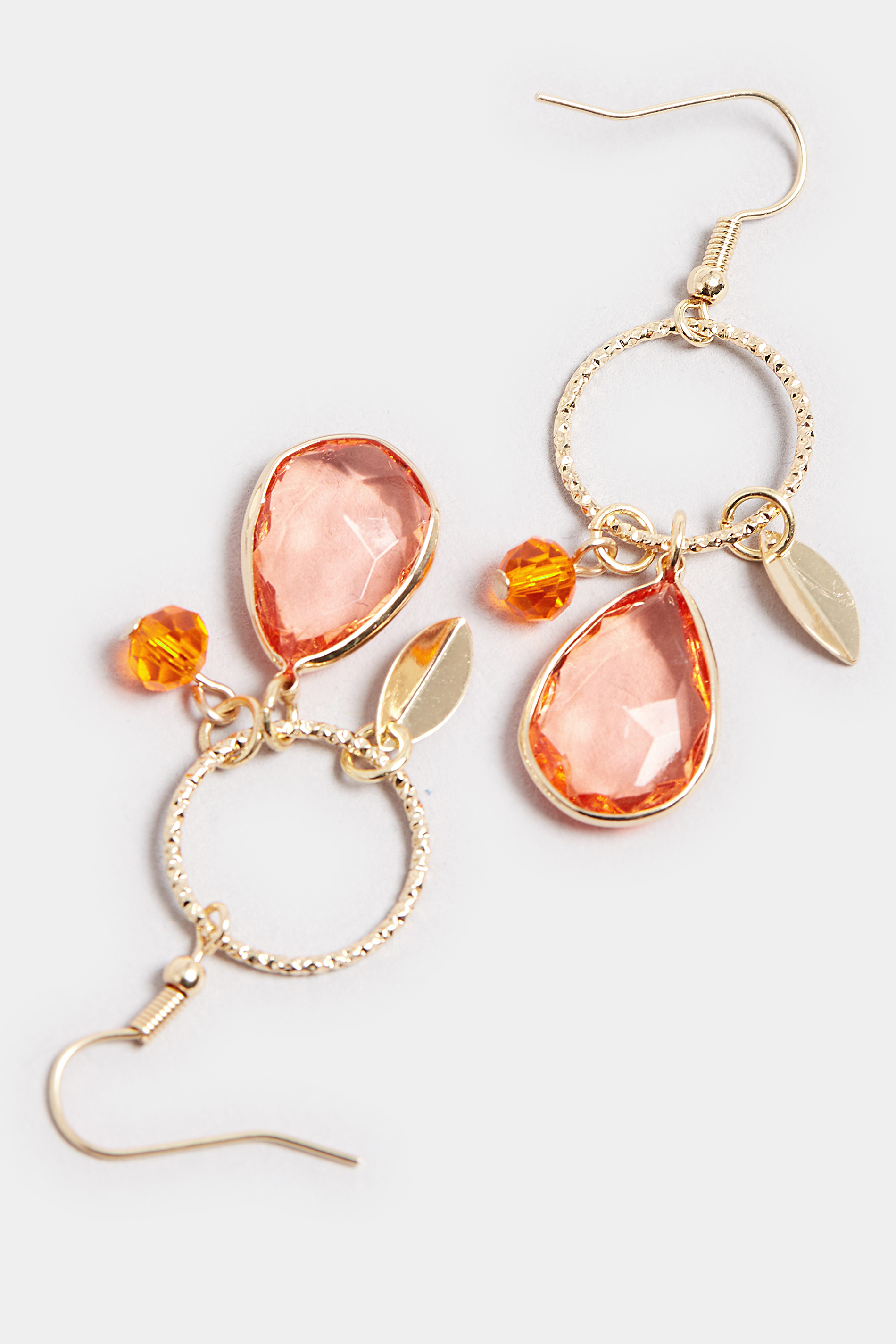 Gold Tone Stone Charm Drop Earrings | Yours Clothing 3
