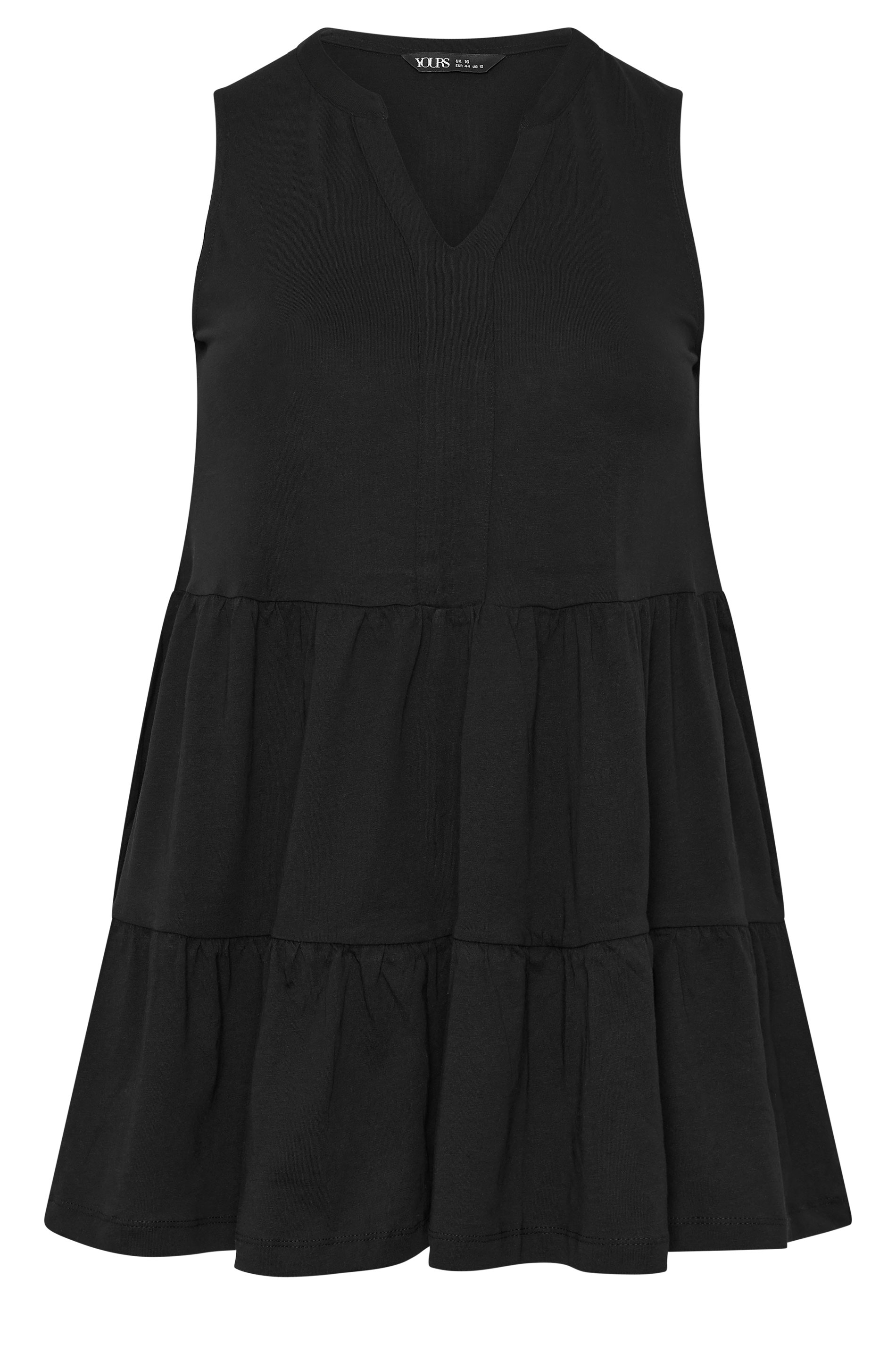 Yours Plus Size Black Tiered Vest Top | Yours Clothing 5