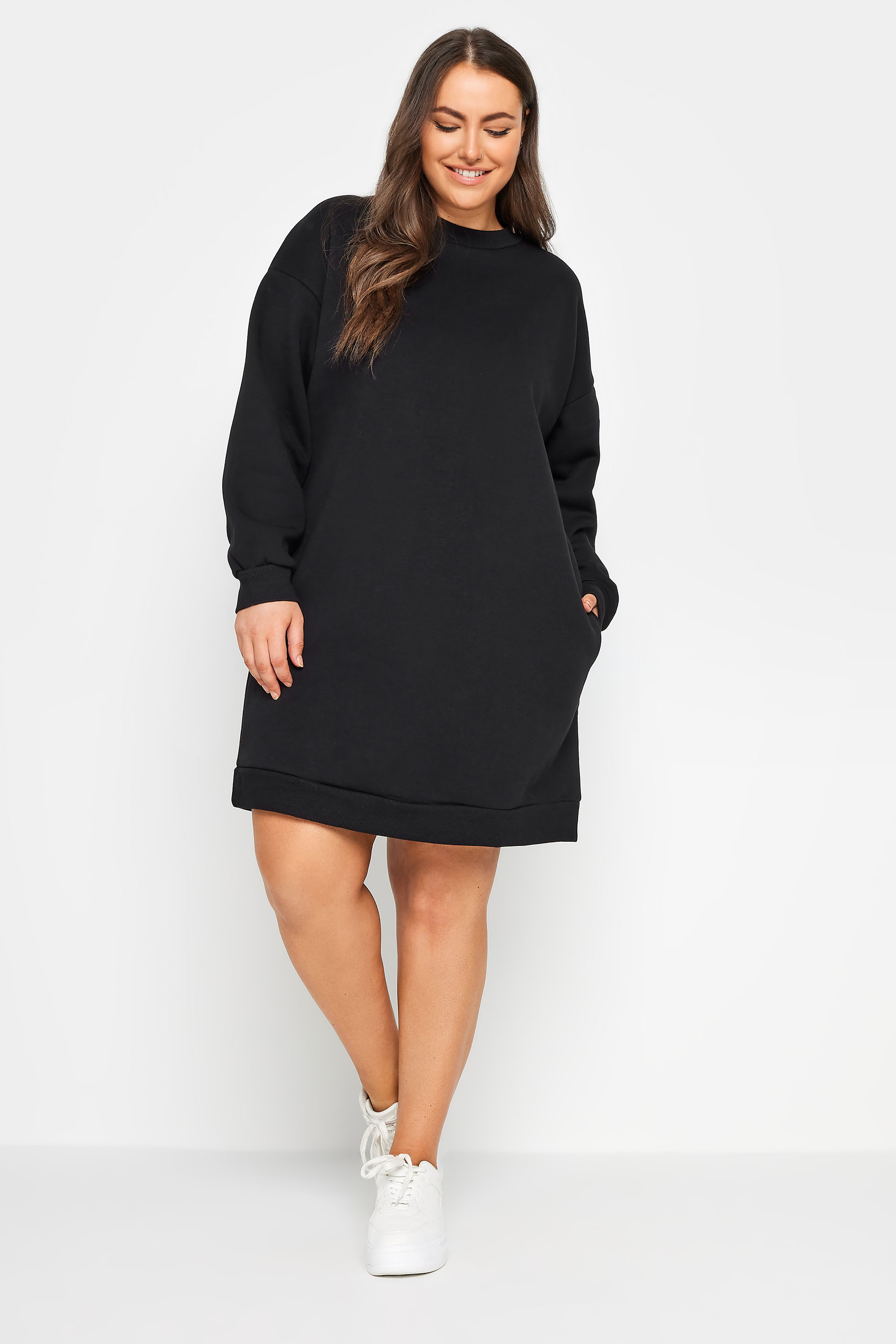 YOURS Plus Size Black Sweatshirt Dress | Yours Clothing 2