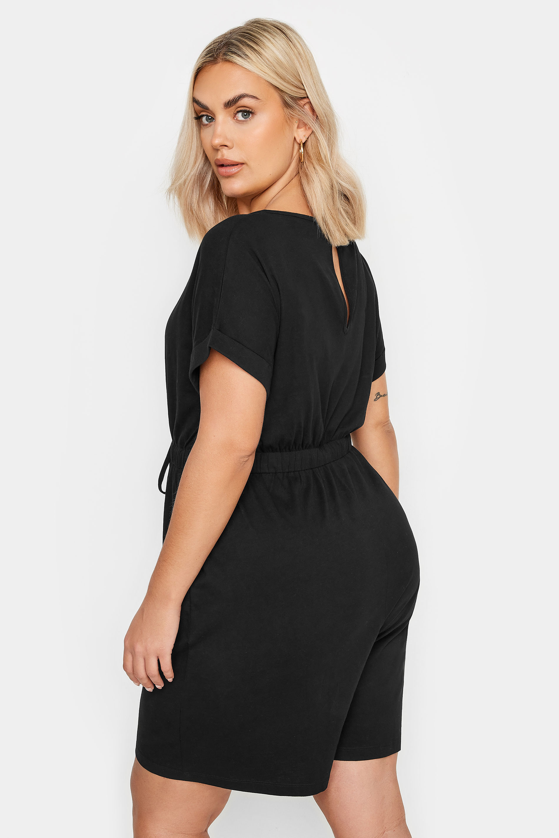 LIMITED COLLECTION Plus Size Black Drawstring Playsuit | Yours Clothing 3