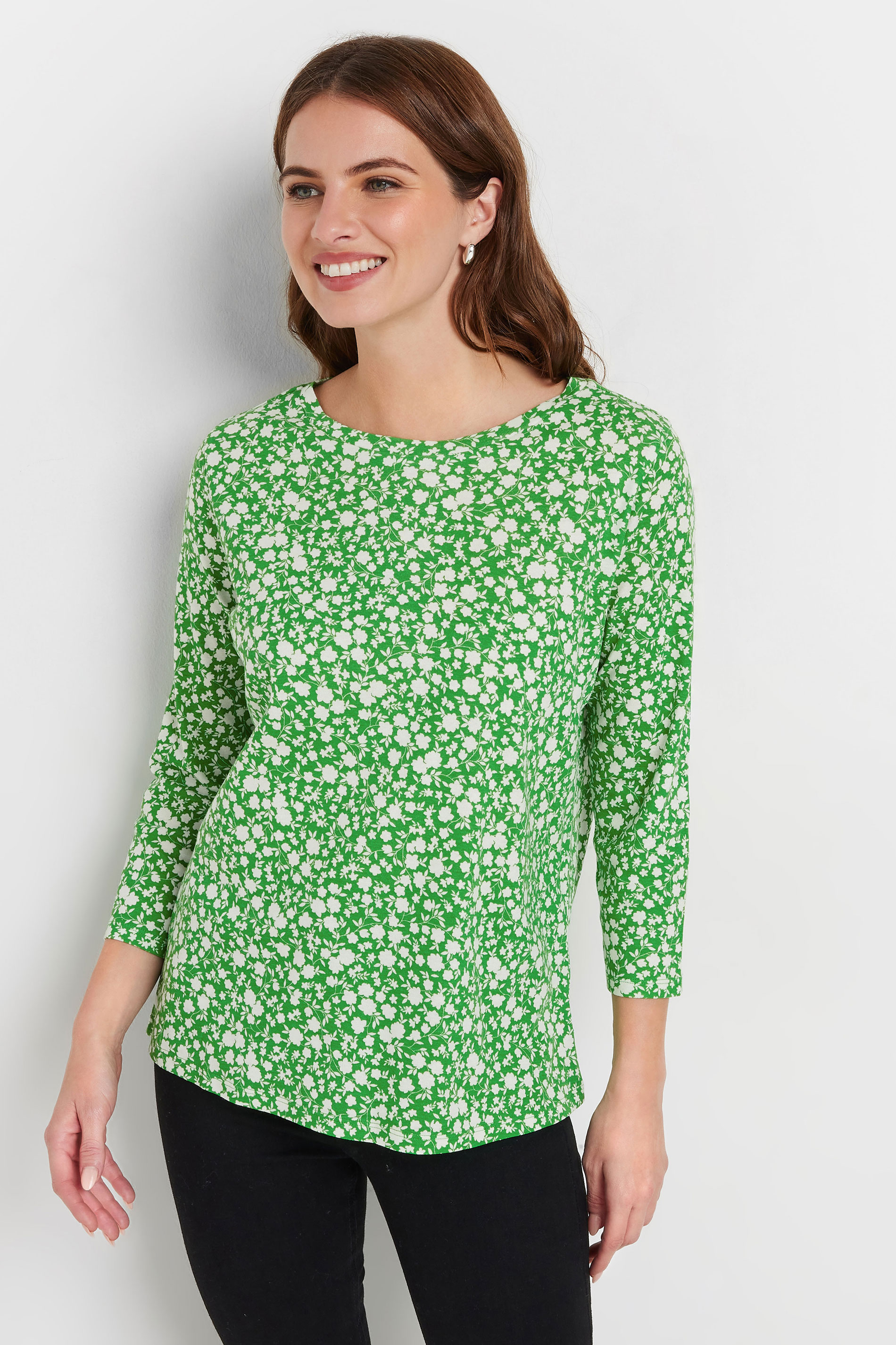 M&Co 3 PACK Green & White Ditsy Floral Cotton Tops | M&Co 2