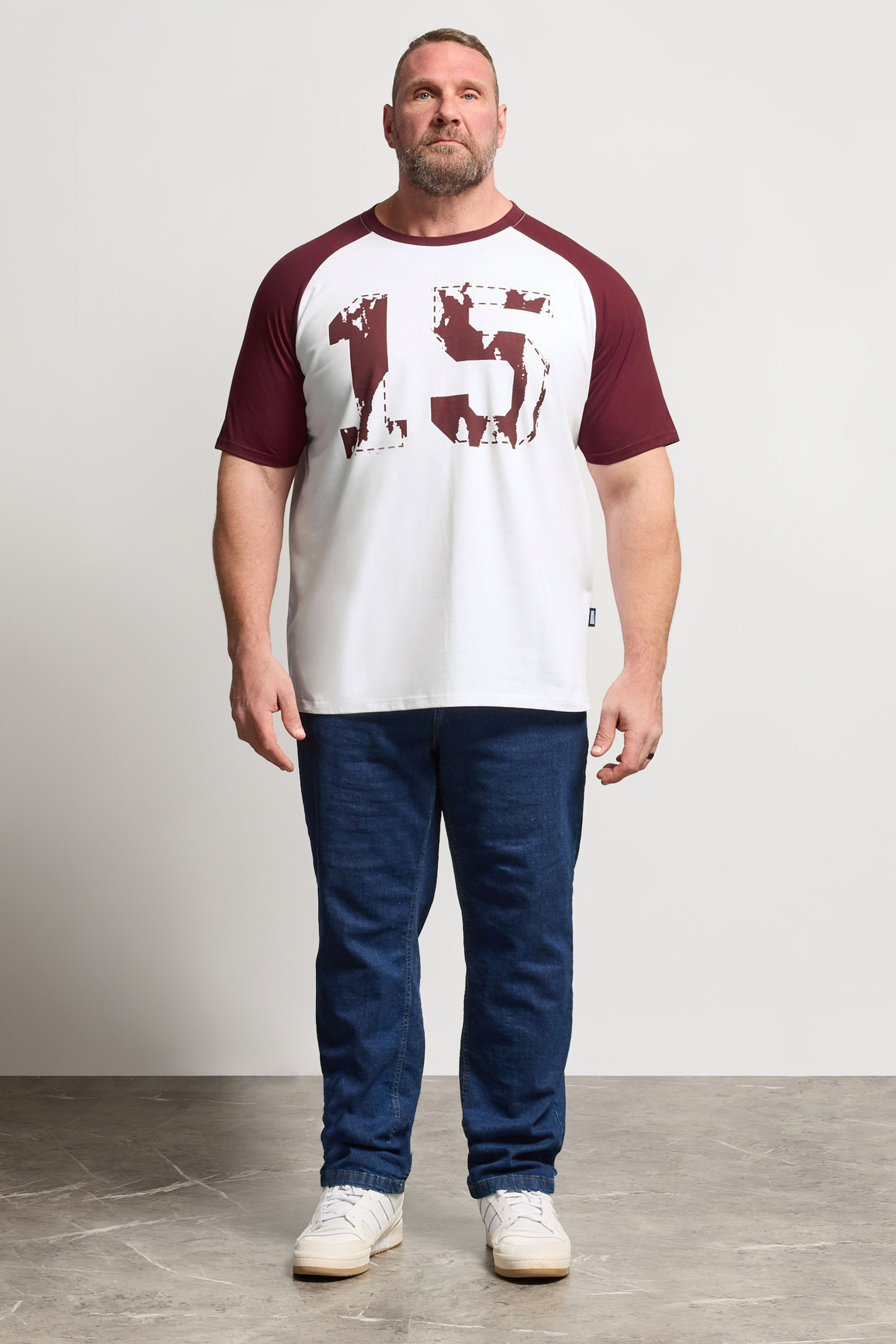 BadRhino Big & Tall Red & White 15 Raglan Football T-Shirt | BadRhino 1