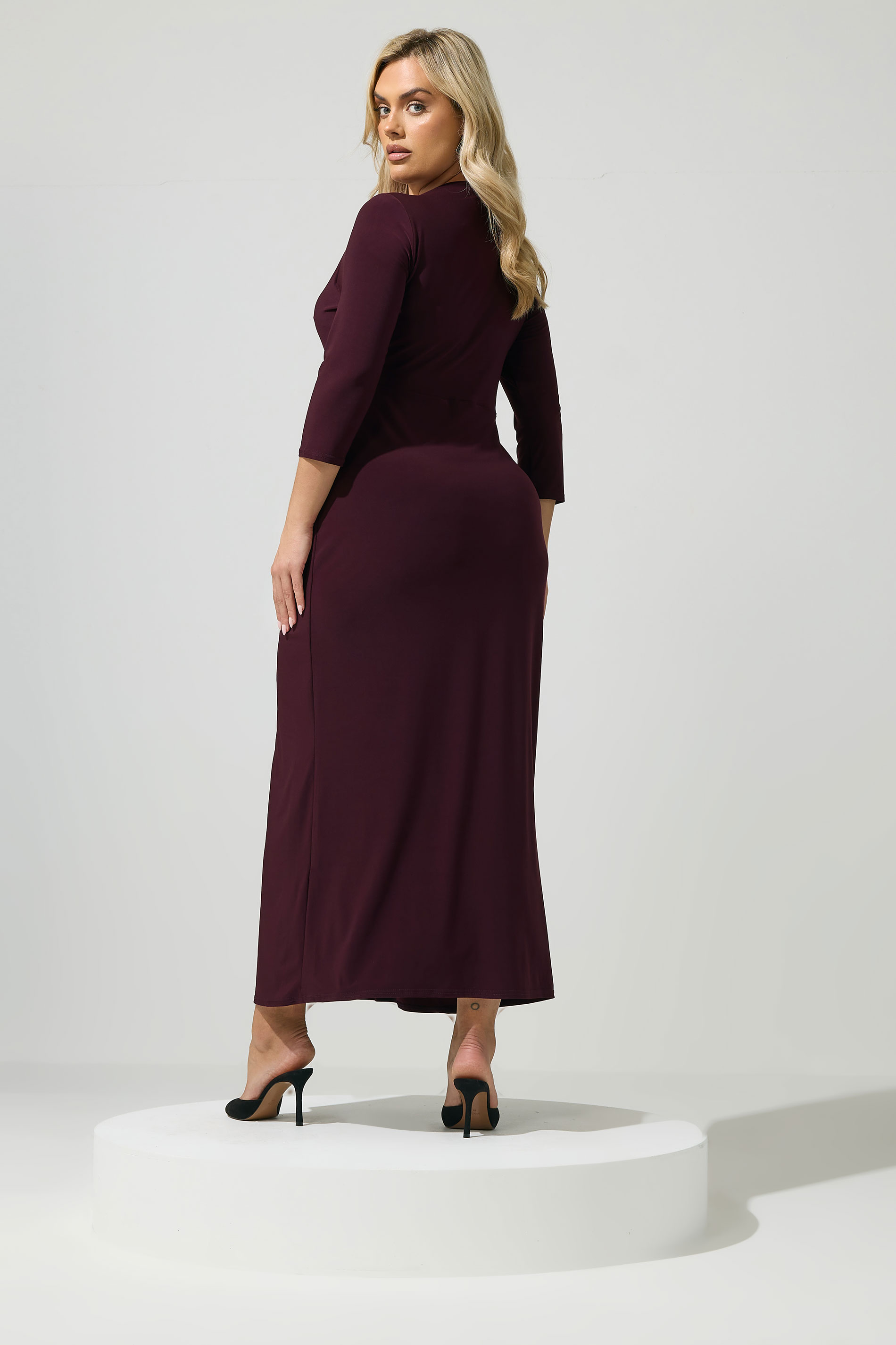 YOURS LONDON Plus Size Purple Maxi Drape Dress | Yours Clothing 2