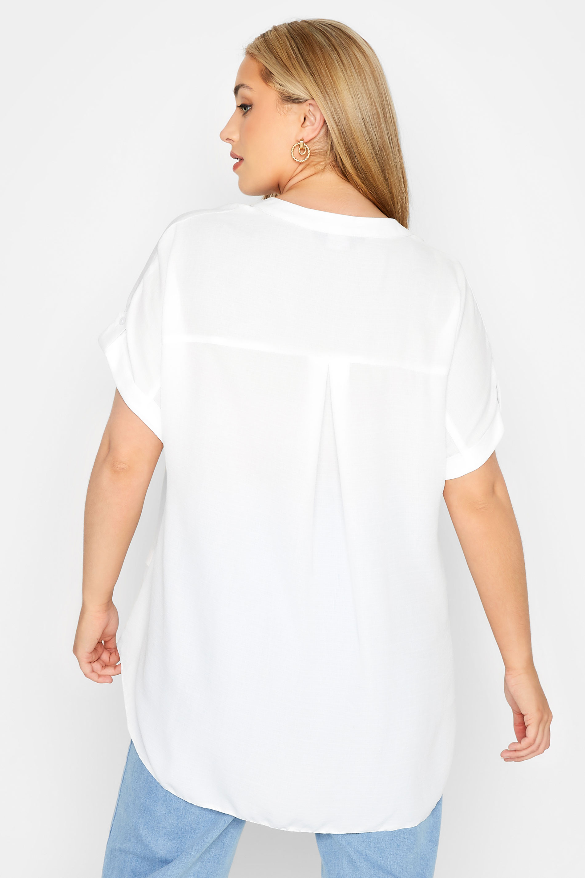 Plus Size White Grown On Sleeve Blouse | Yours Clothing 3
