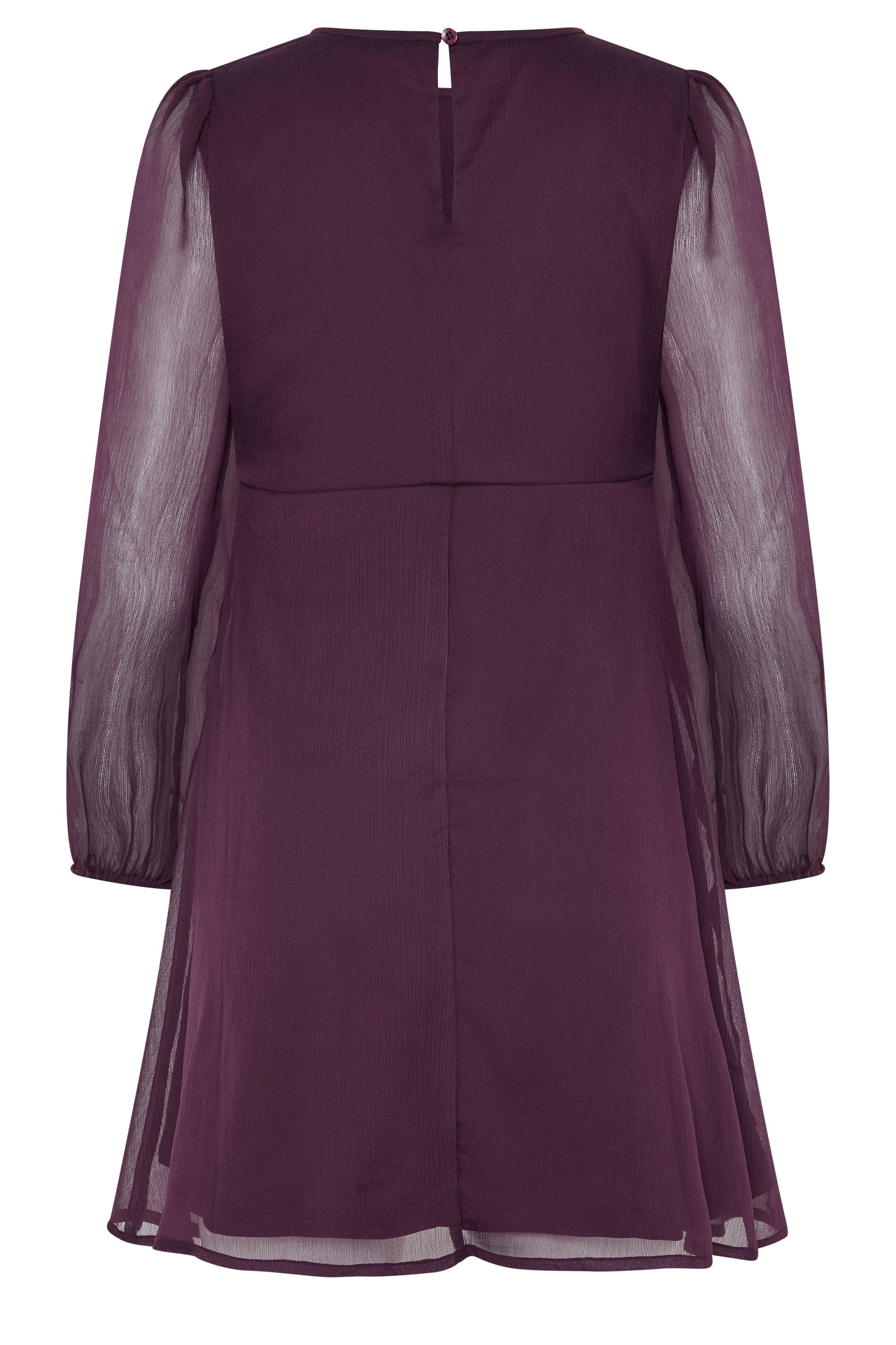 M&Co Petite Berry Purple Long Sleeve Chiffon Dress | M&Co 6