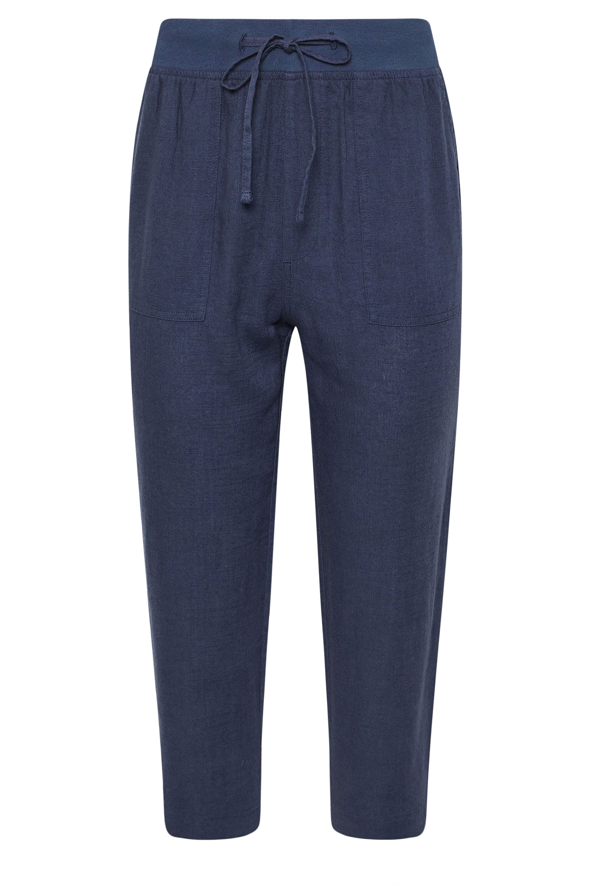 M&Co Navy Blue Linen Cropped Trousers | M&Co 5