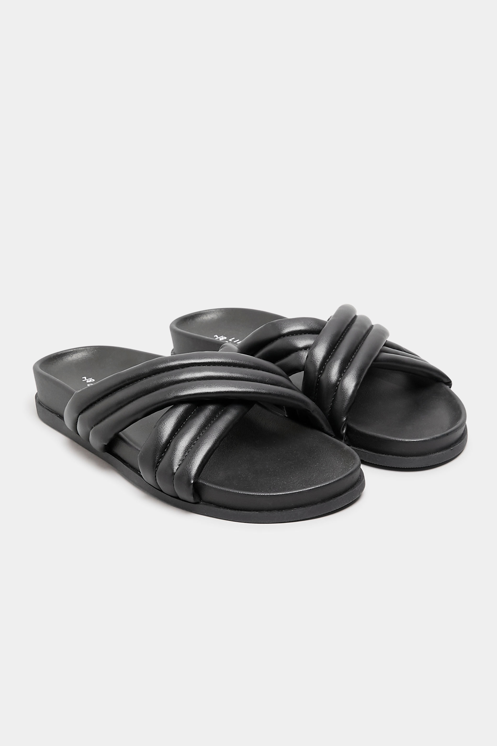 Chaussures Pieds Larges Sandales Pieds Larges | Sandales Noires Molletonnées Croisées Pieds Extra Larges EEE - JE75418