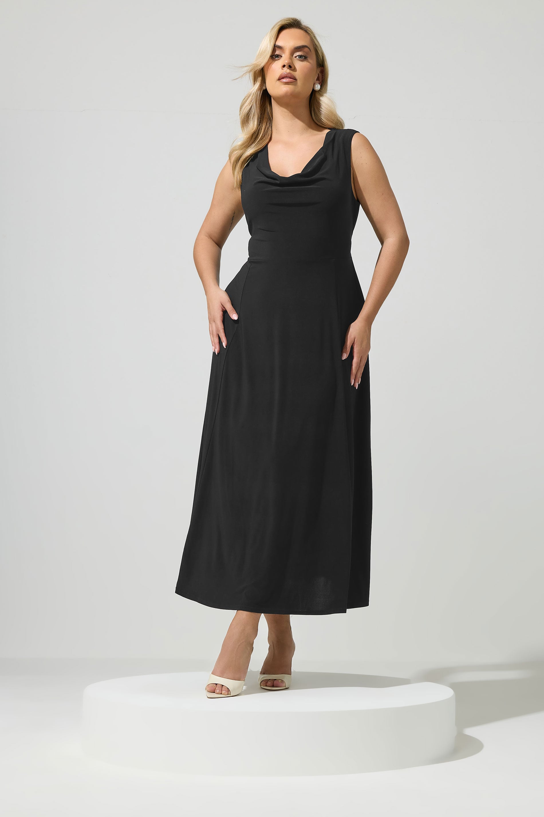 YOURS LONDON Plus Size Black  Drape Maxi Dress | Yours Clothing 1
