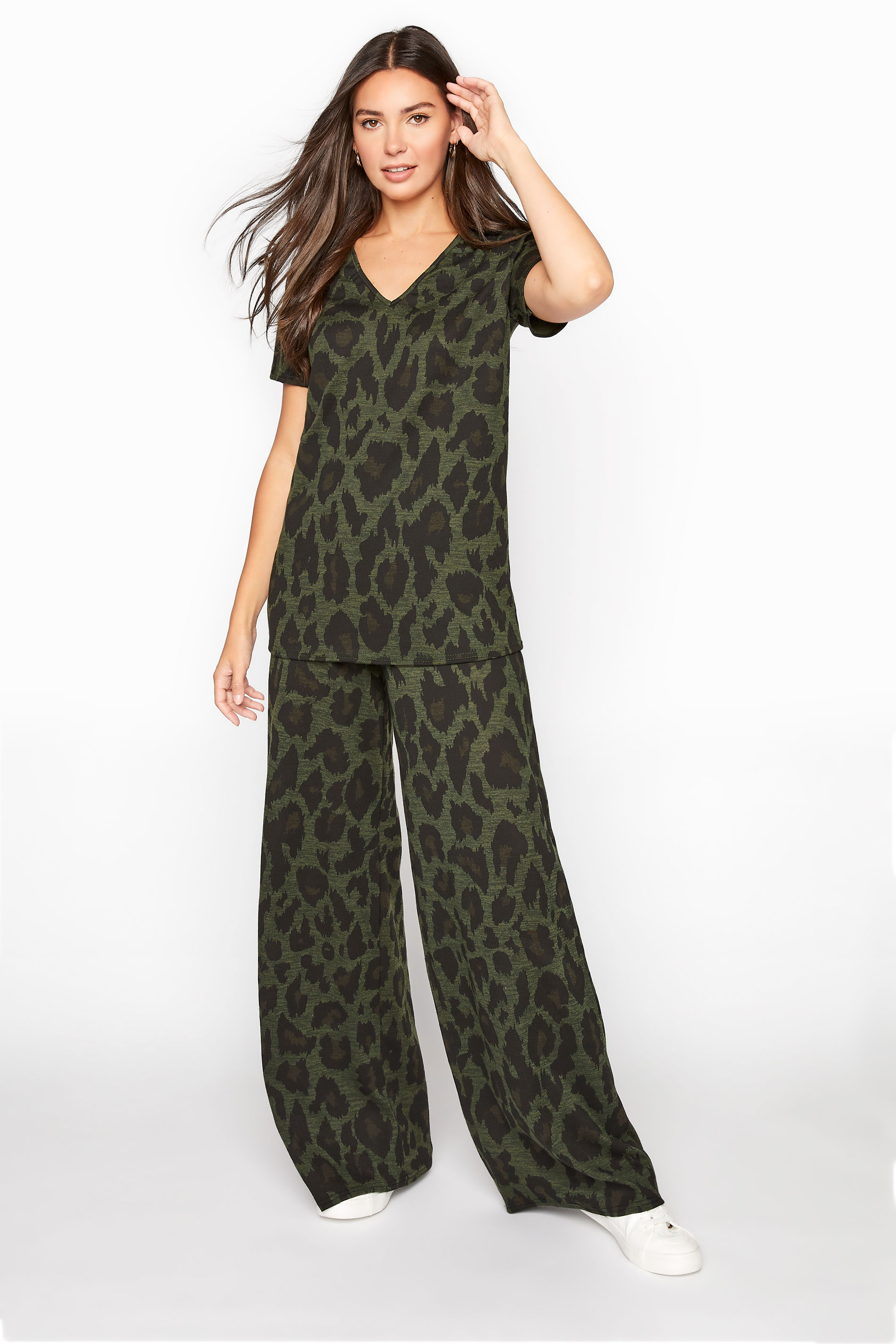 LTS Khaki Leopard Print Lounge Trousers 